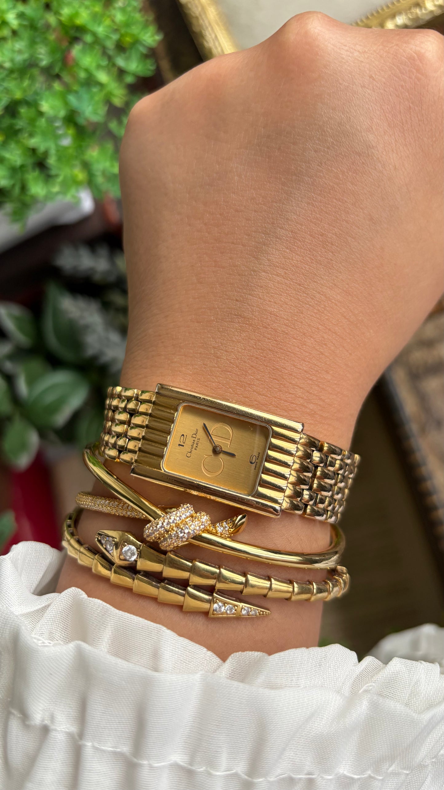 Vintage Classic Christian Dior Women’s Tank Dress Watch in Gold Tone