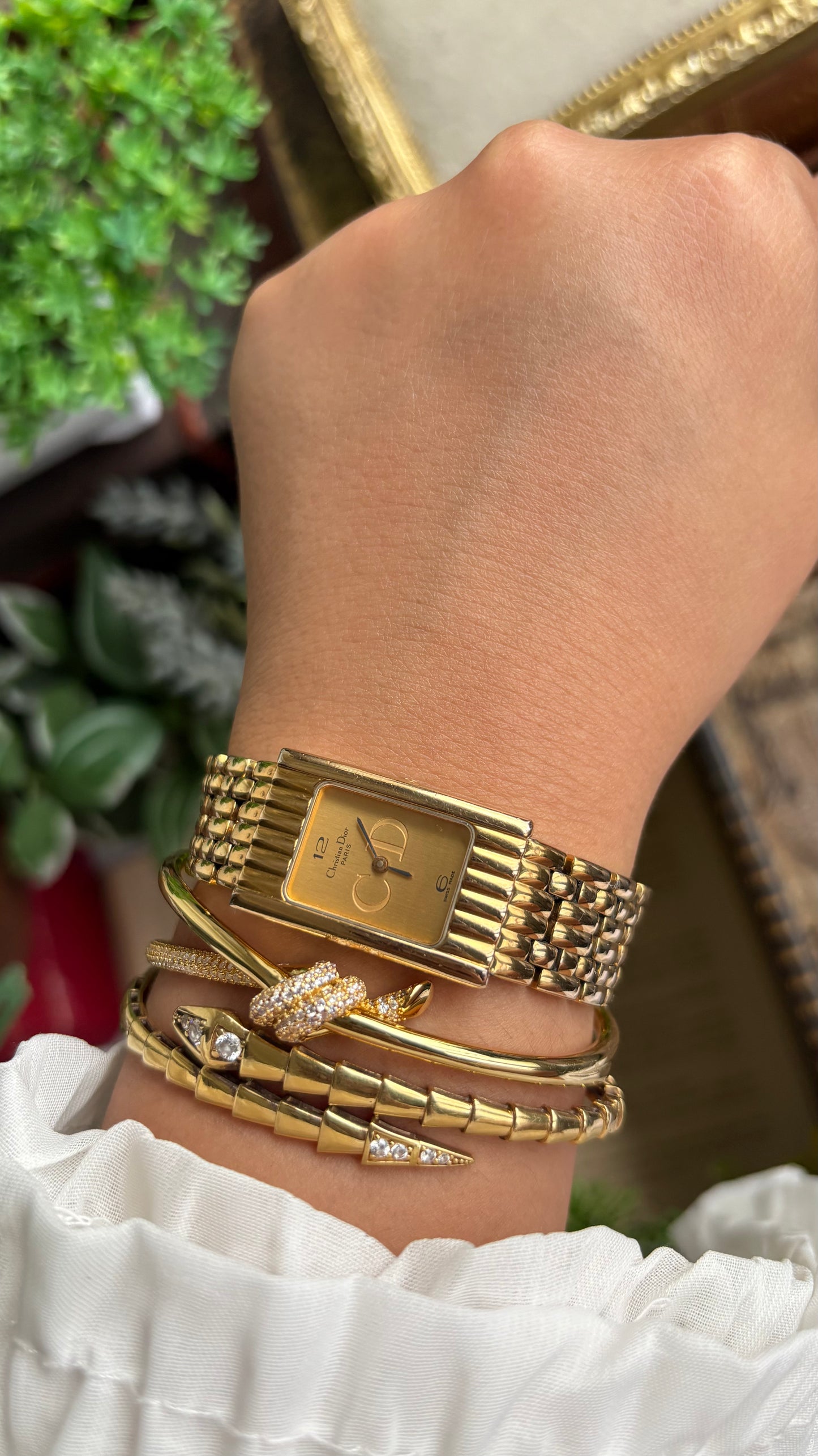 Vintage Classic Christian Dior Women’s Tank Dress Watch in Gold Tone