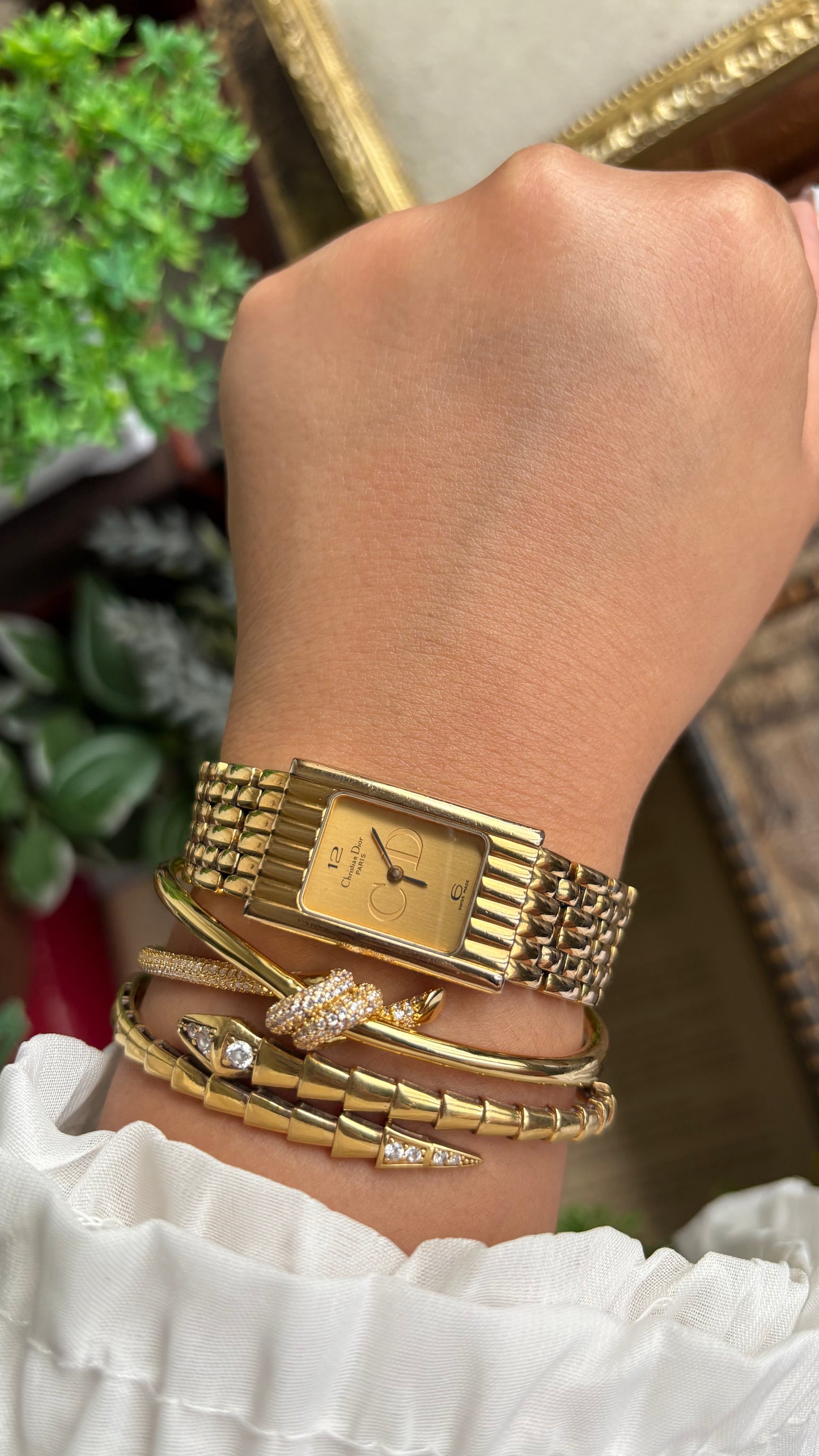 Vintage Classic Christian Dior Women’s Tank Dress Watch in Gold Tone