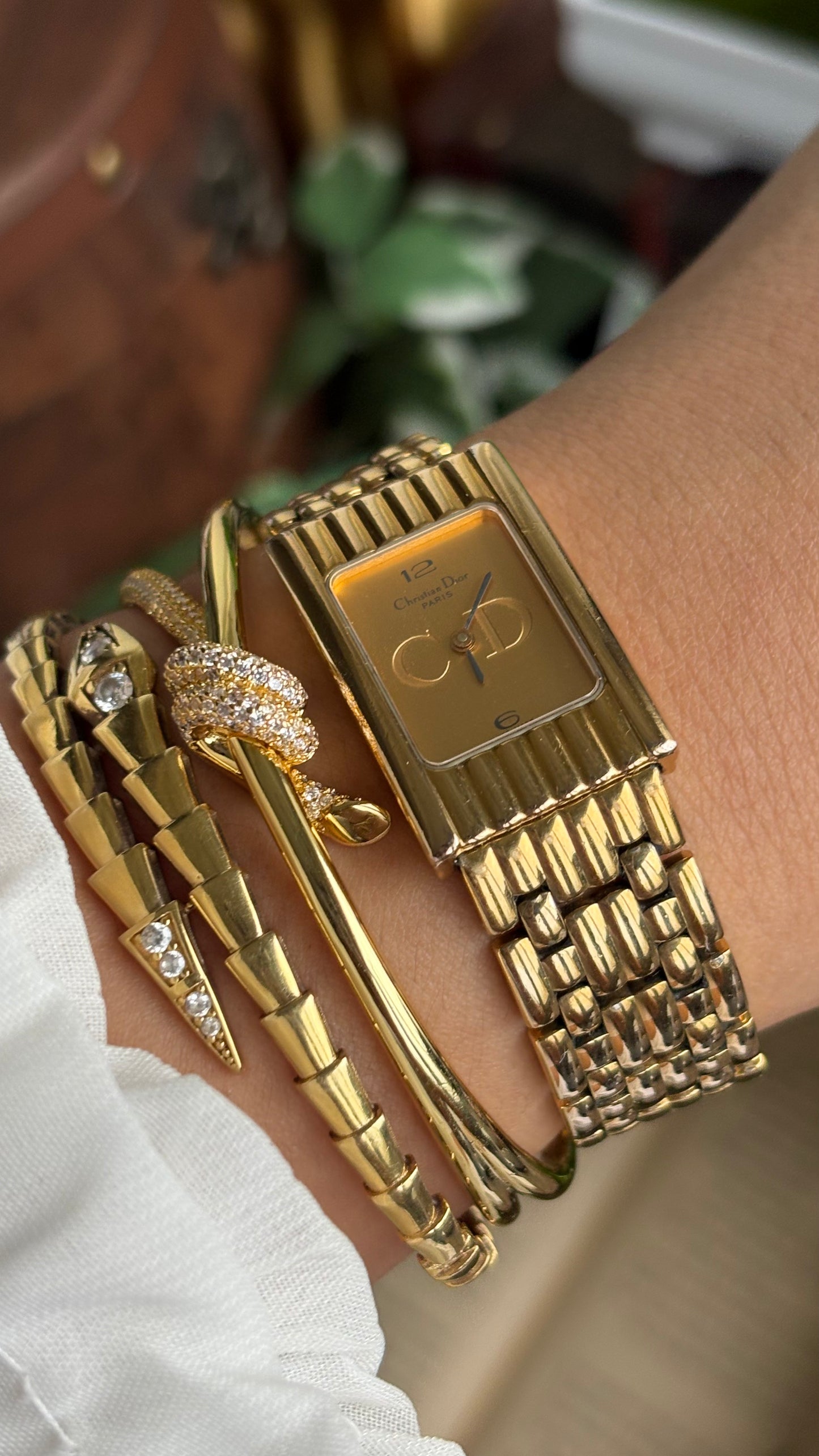 Vintage Classic Christian Dior Women’s Tank Dress Watch in Gold Tone