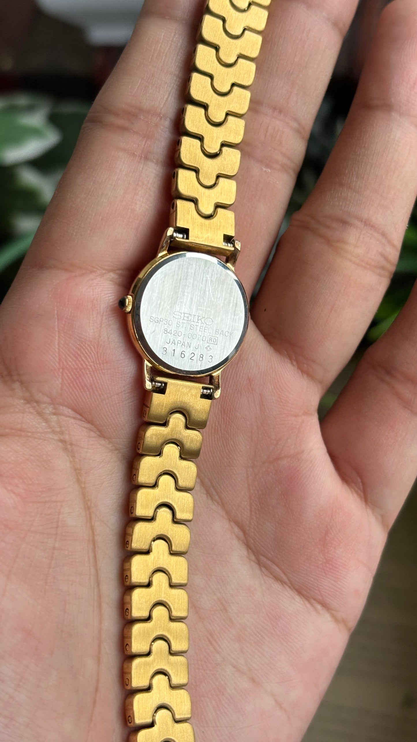 Vintage Dainty Seiko Exceline Watch in Gold Tone Rare Dial