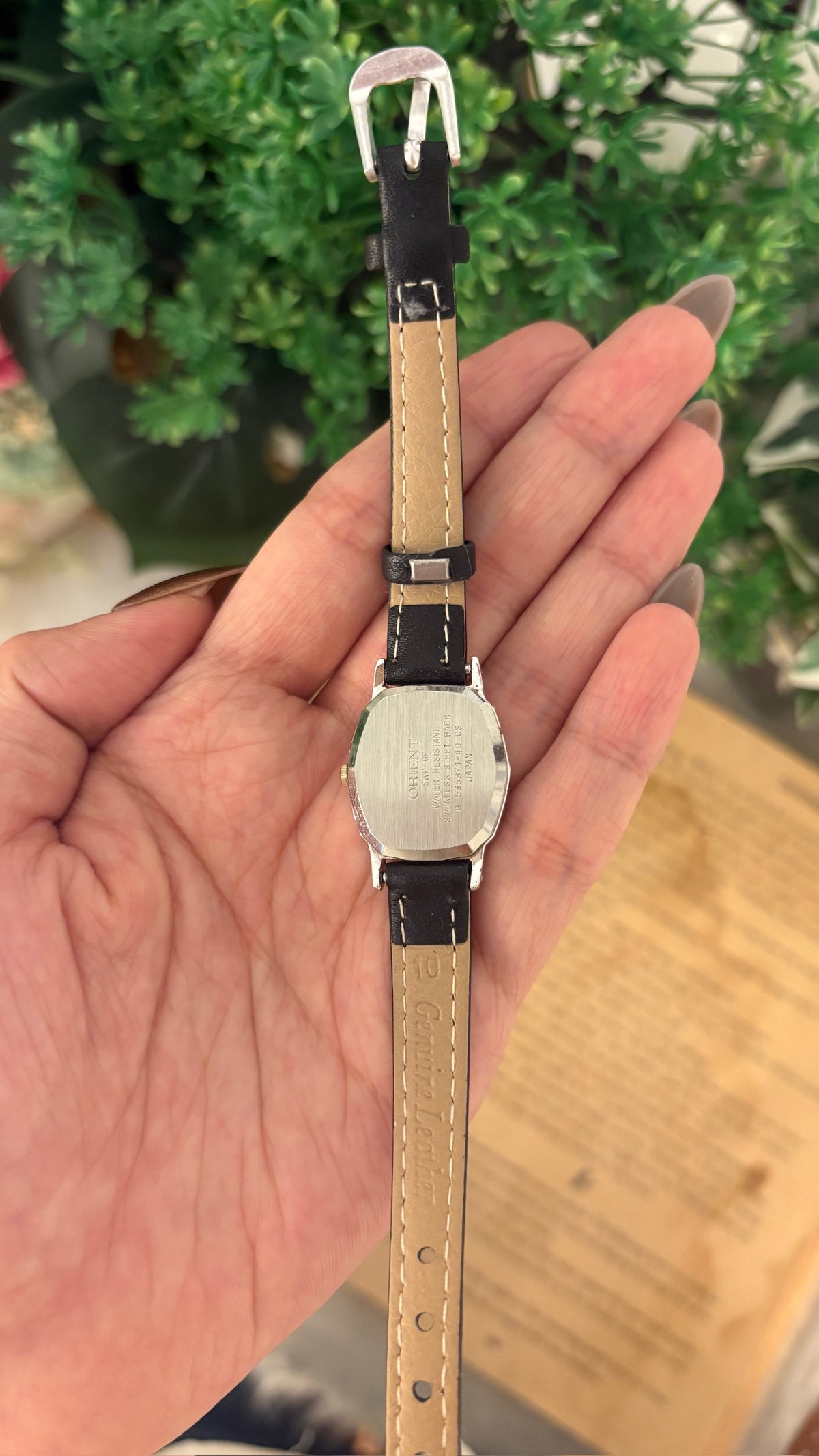 Vintage Orient Seiko Decagon Dial Watch in Two-Tone Black Leather Quartz