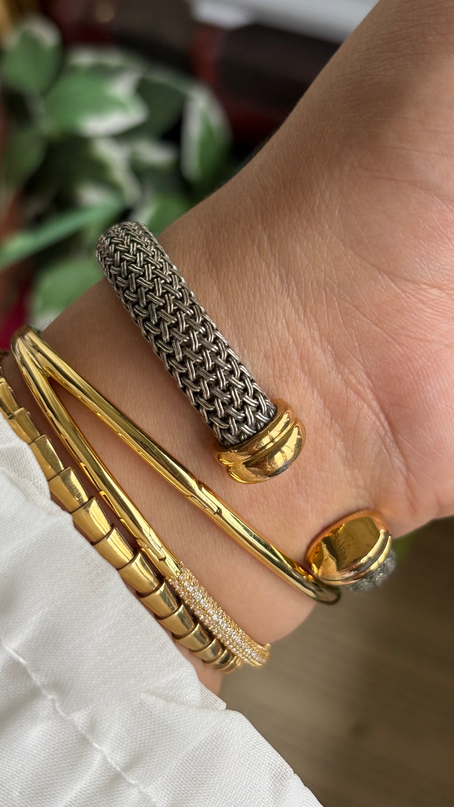 Extremely Rare Vintage Anne Klein Watch in Two-Tone Charriol Style Bangle Roman Dial