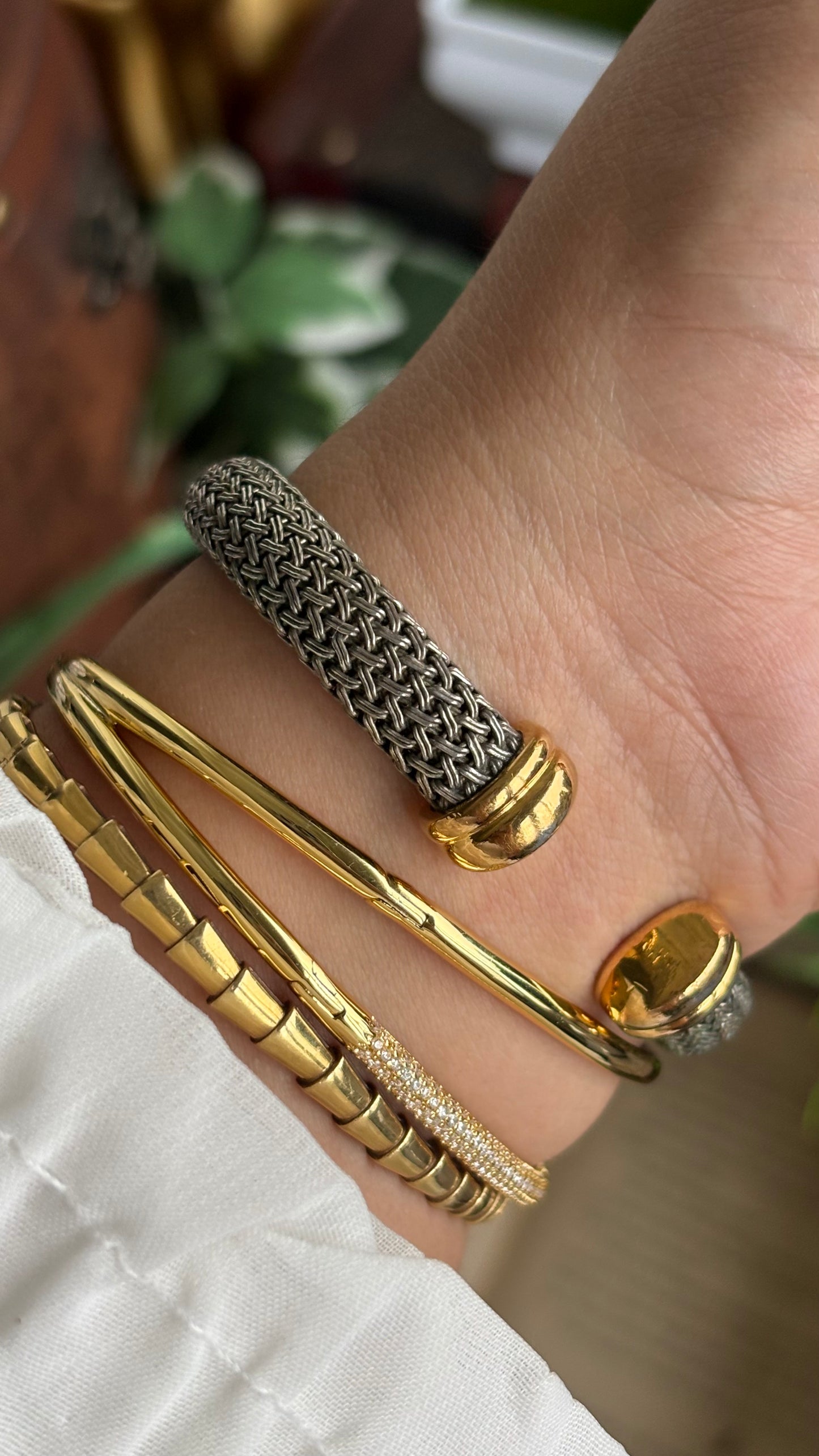 Extremely Rare Vintage Anne Klein Watch in Two-Tone Charriol Style Bangle Roman Dial