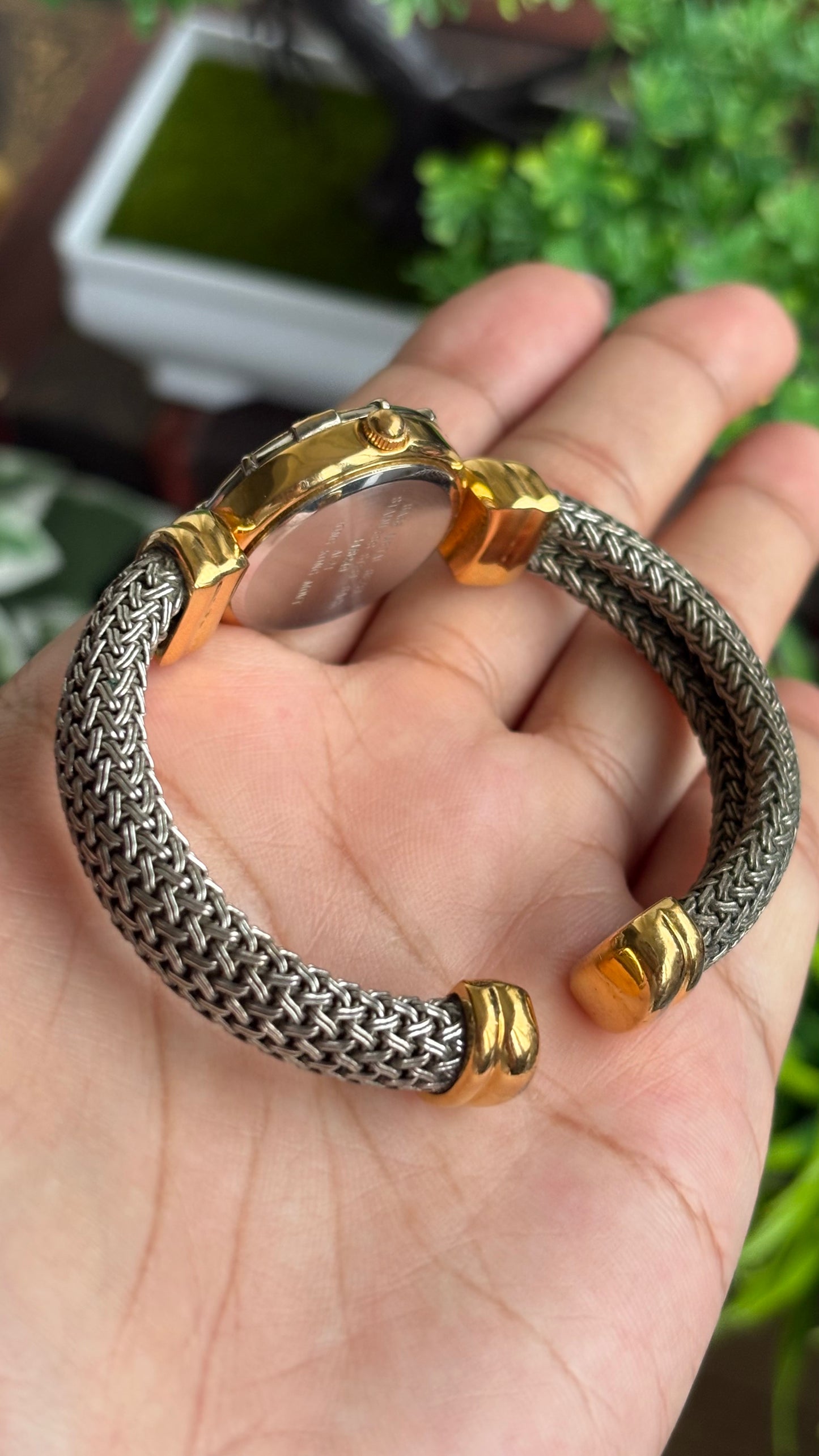 Extremely Rare Vintage Anne Klein Watch in Two-Tone Charriol Style Bangle Roman Dial