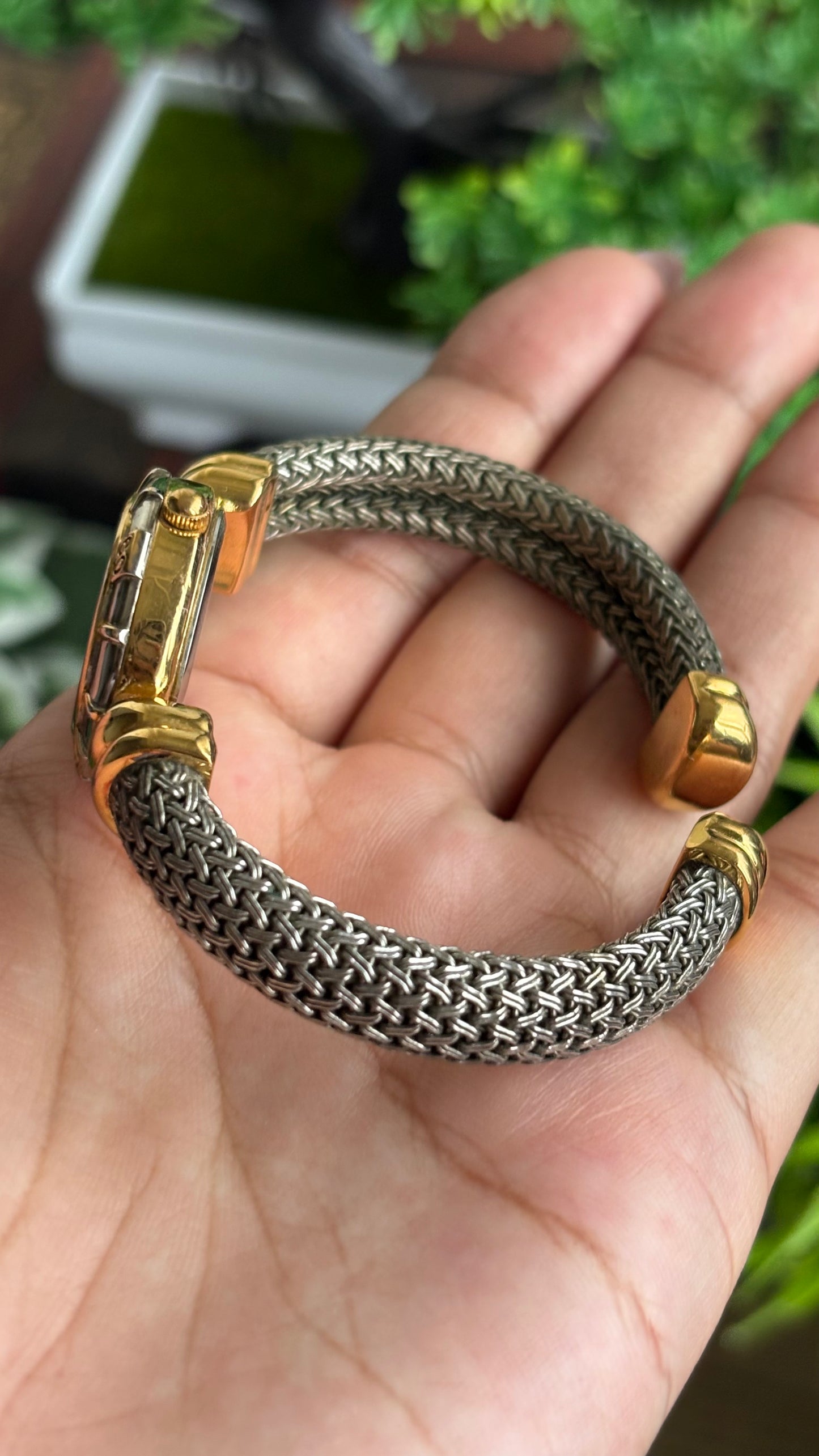 Extremely Rare Vintage Anne Klein Watch in Two-Tone Charriol Style Bangle Roman Dial