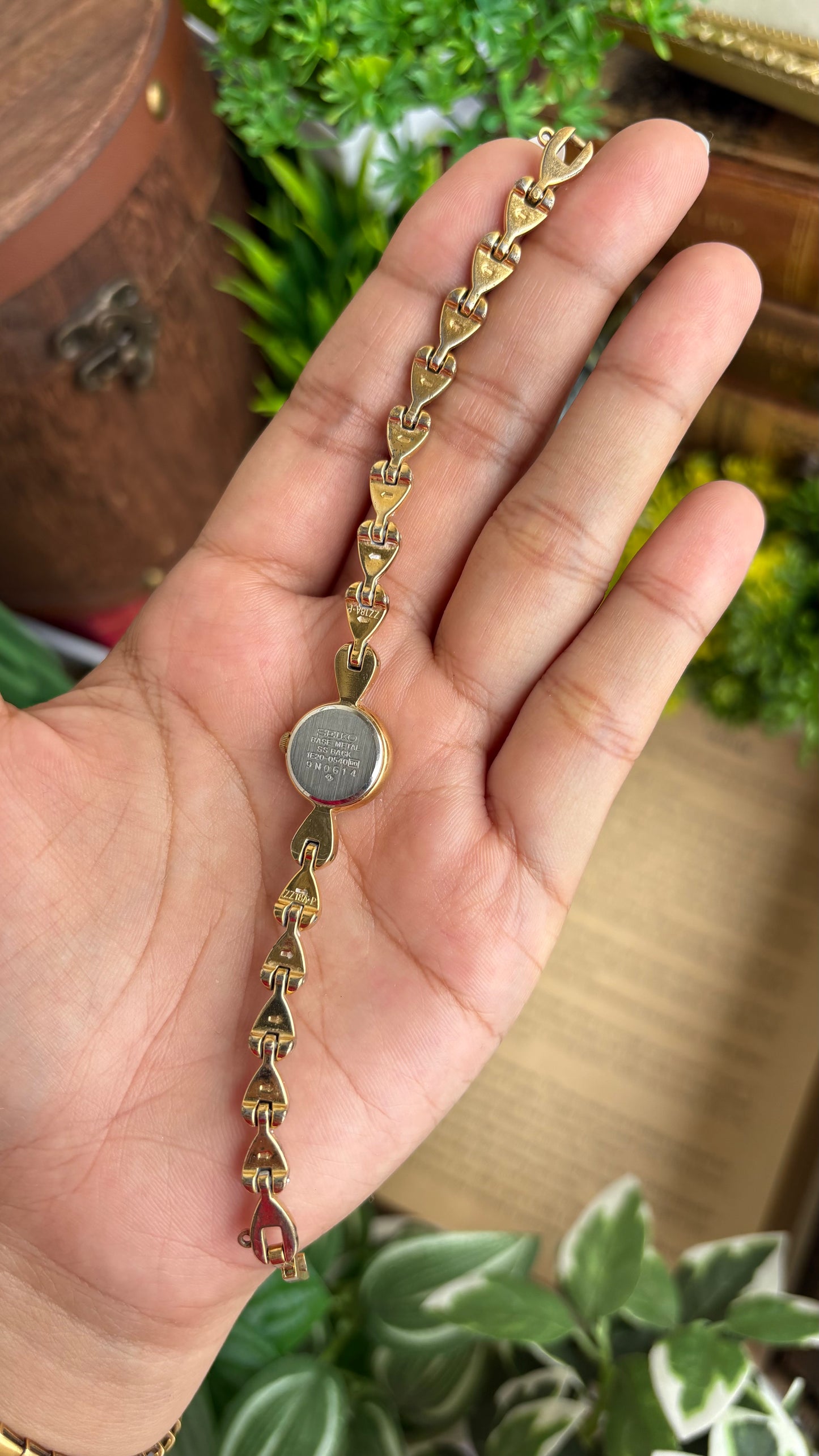 Extremely Rare and Dainty Vintage Seiko Watch in Gold Tone Teardrop Bracelet