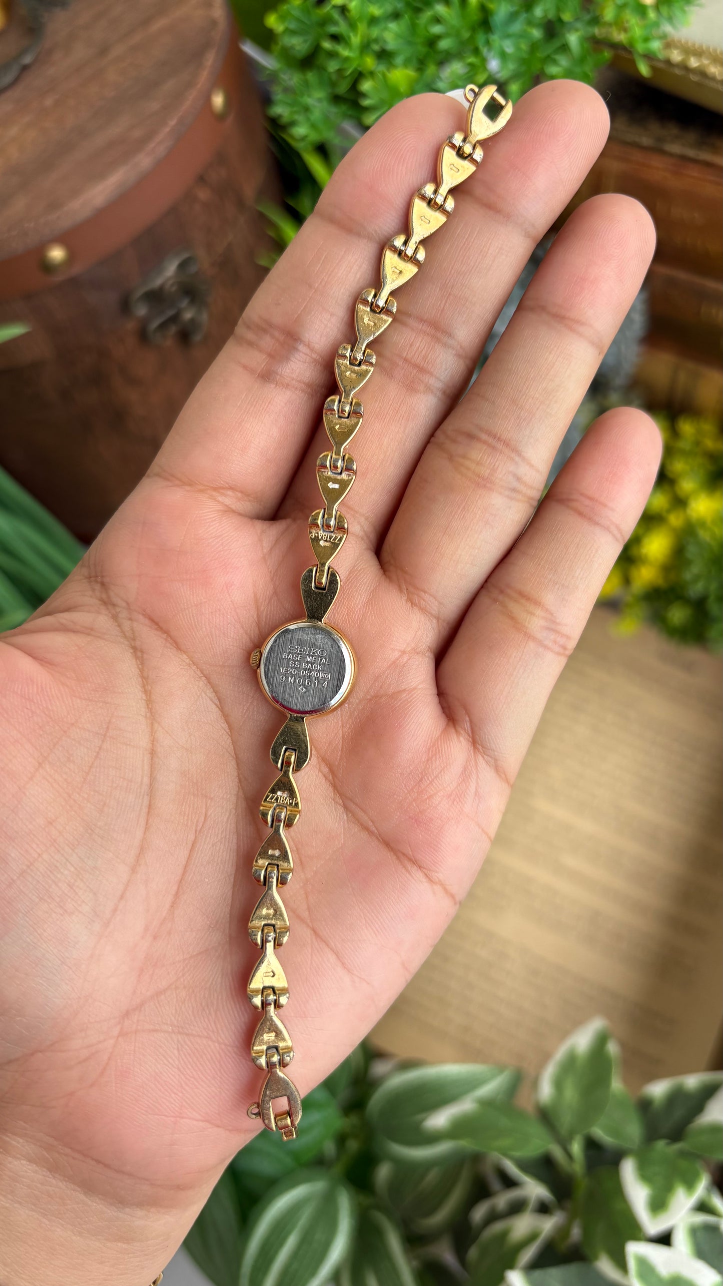 Extremely Rare and Dainty Vintage Seiko Watch in Gold Tone Teardrop Bracelet