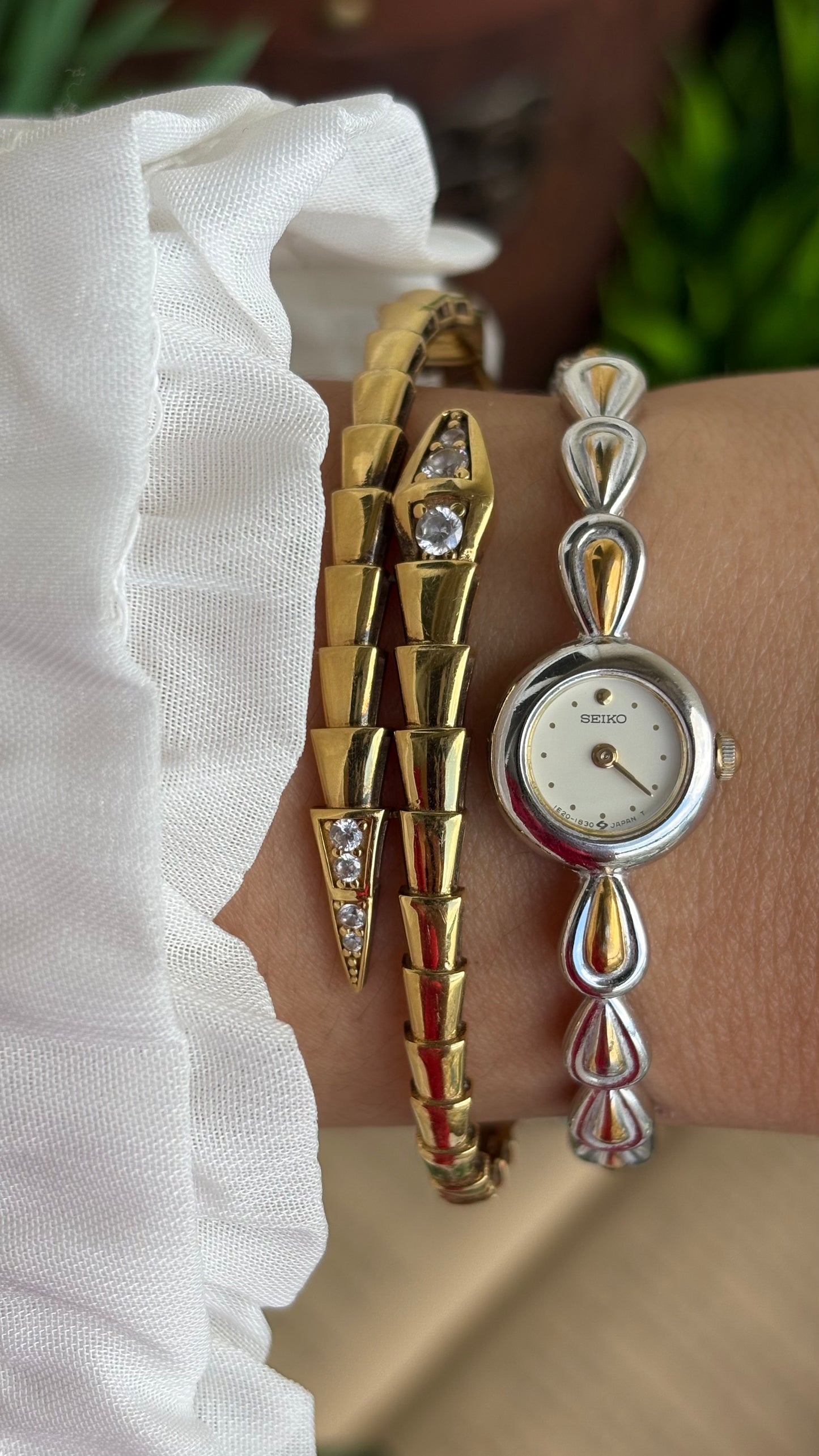 Extremely Rare and Dainty Vintage Seiko Watch in Two-Tone Teardrop Bracelet