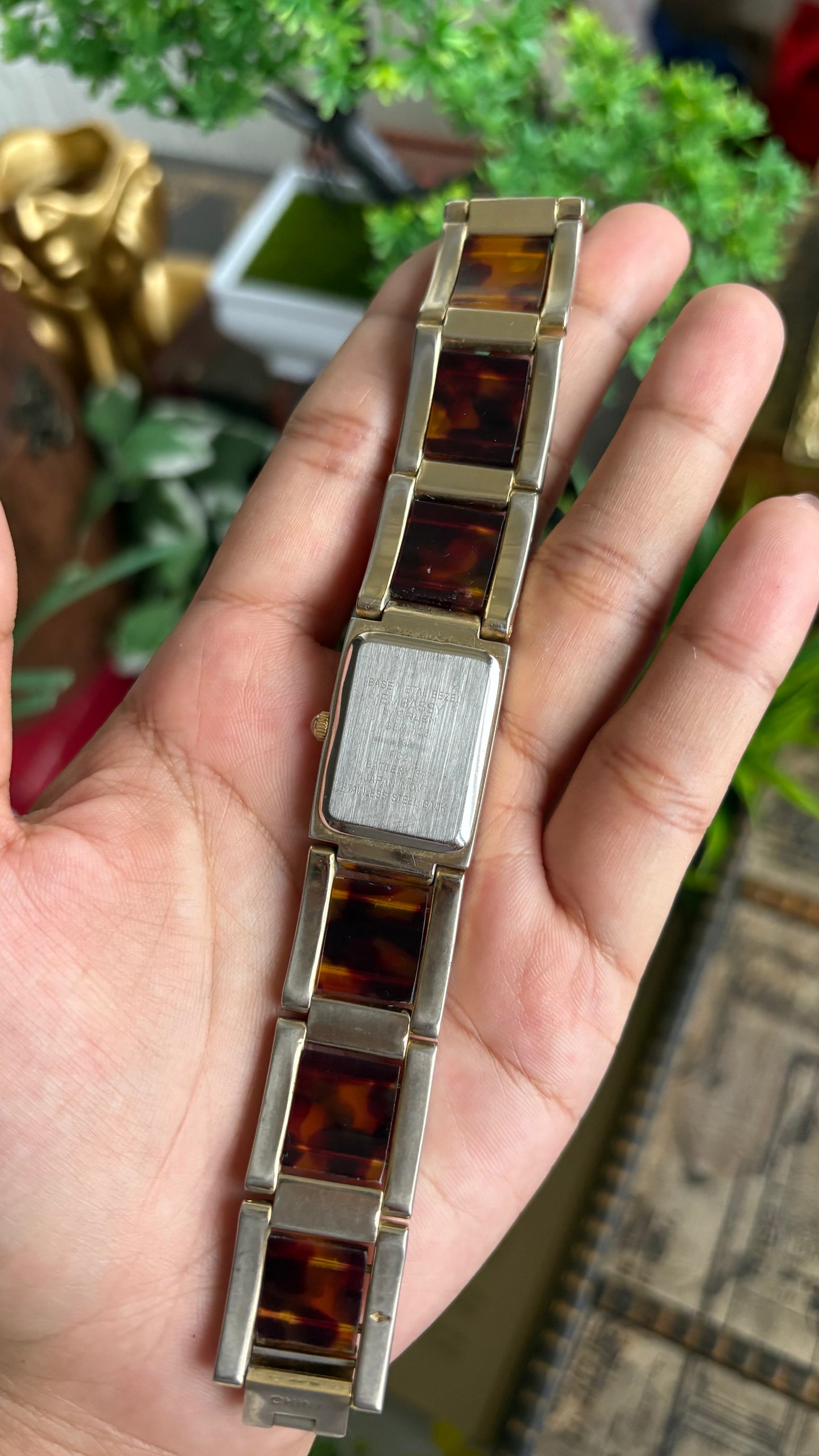 Vintage Embassy by Gruen Watch in Gold Tone Tortoise Shell Pattern