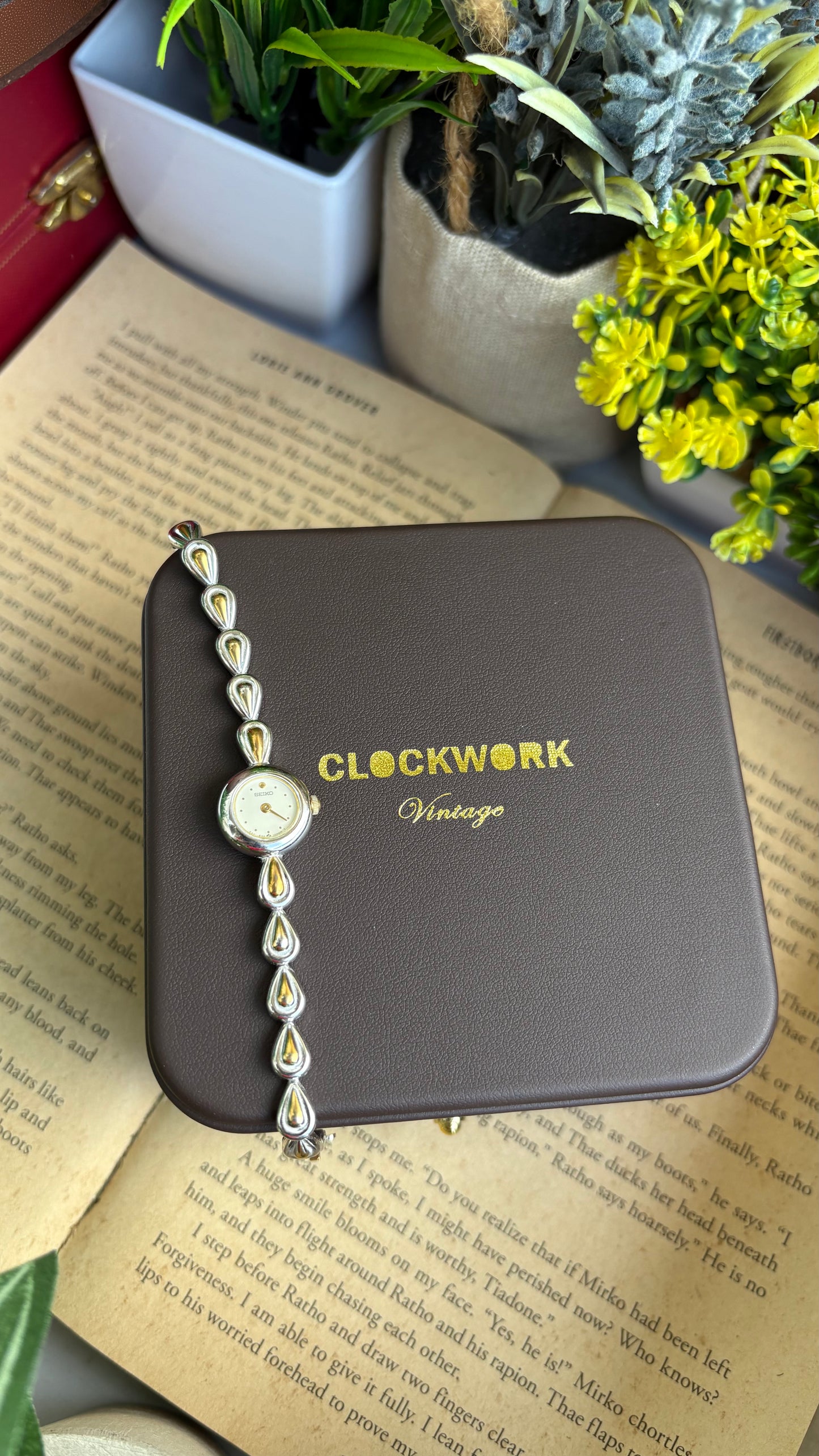 Extremely Rare and Dainty Vintage Seiko Watch in Two-Tone Teardrop Bracelet