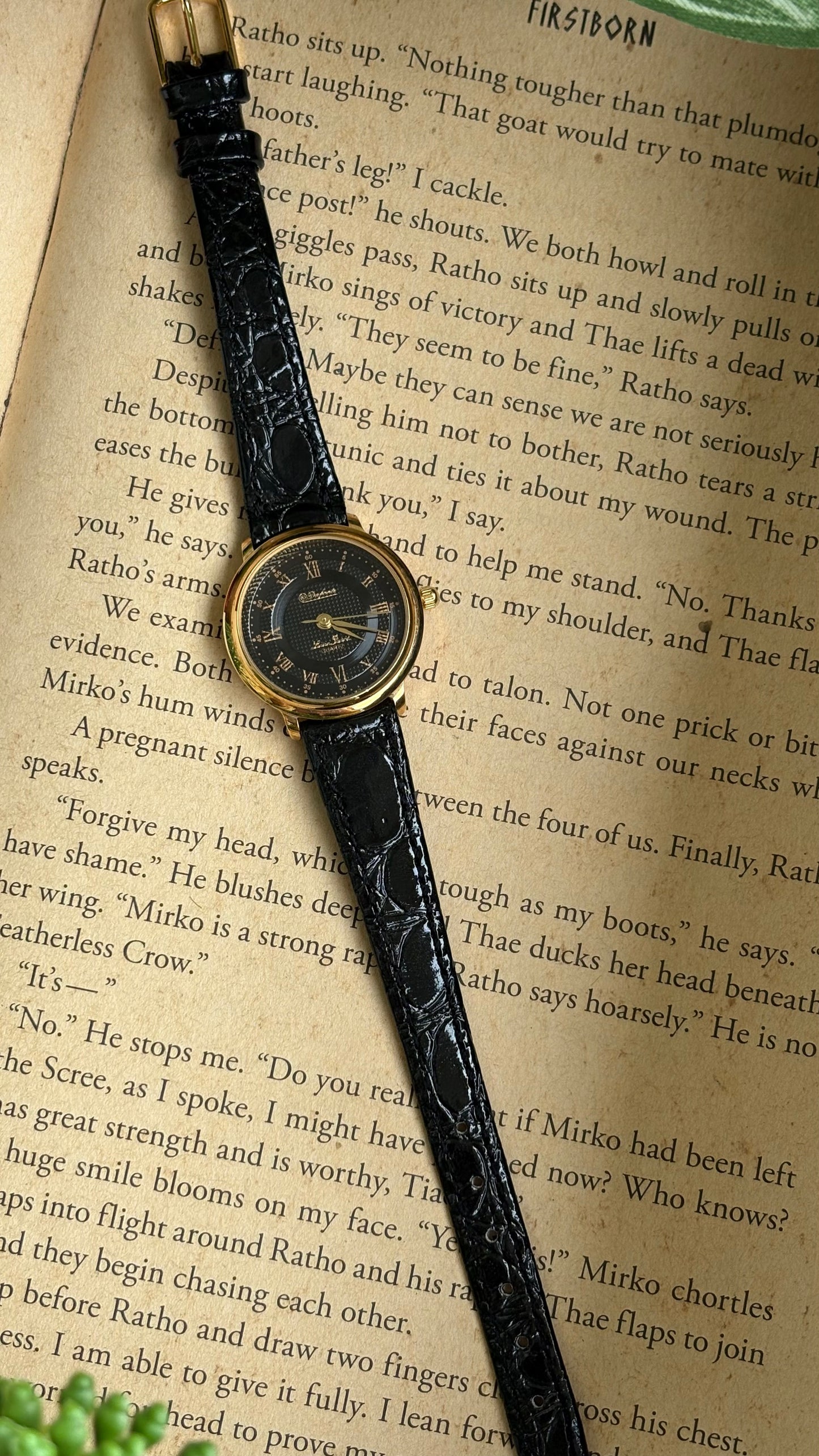 Vintage Dufonte by Lucien Piccard Watch in Leather Strap Roman Dial