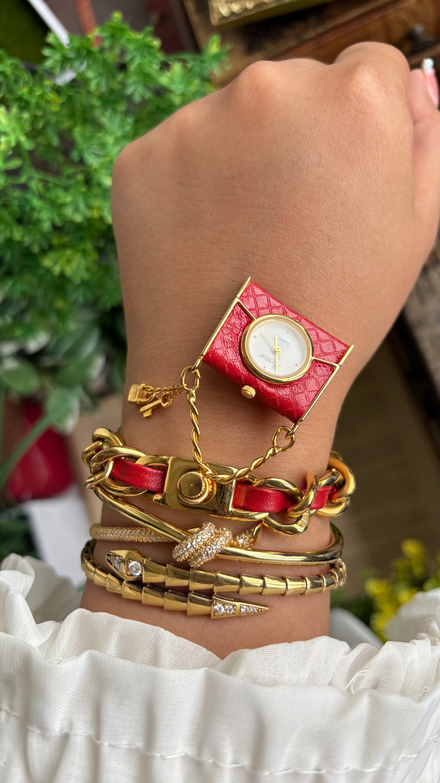 Extremely Rare Beautiful Vintage Bag Charm Watch in Gold Tone Hermes Style