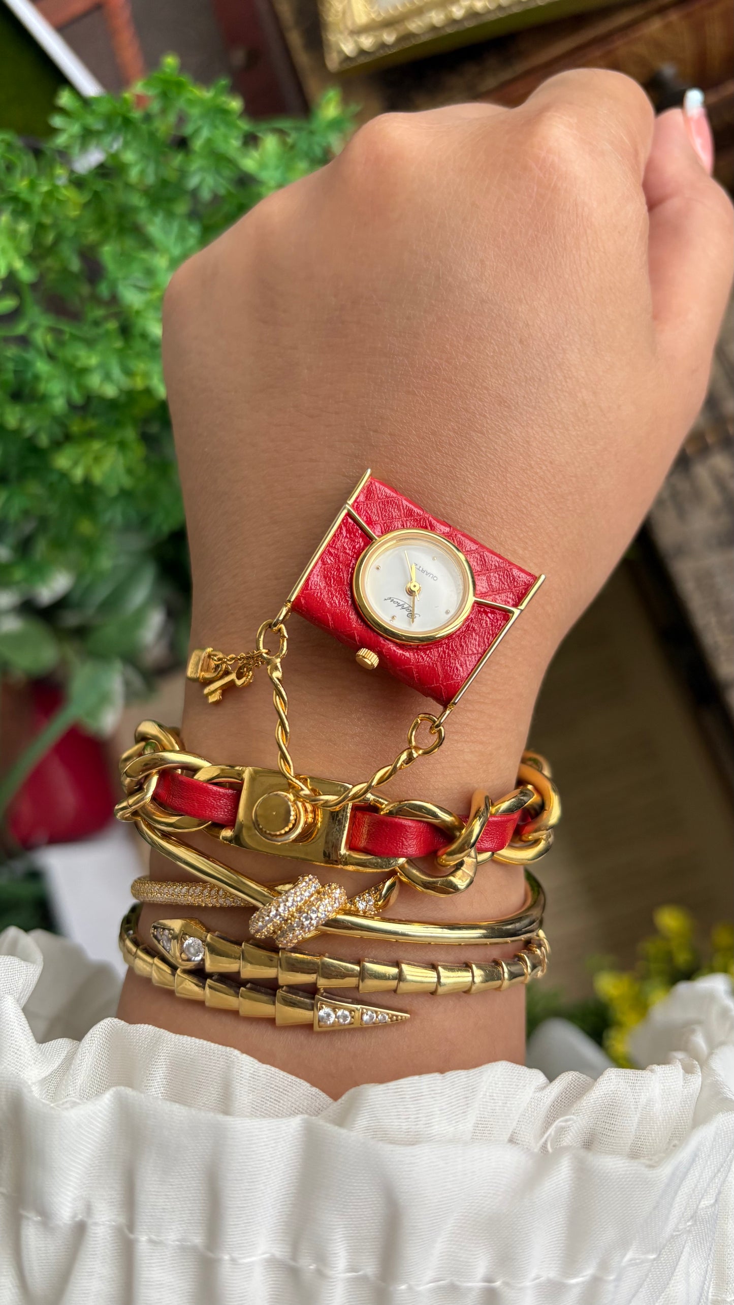 Extremely Rare Beautiful Vintage Bag Charm Watch in Gold Tone Hermes Style