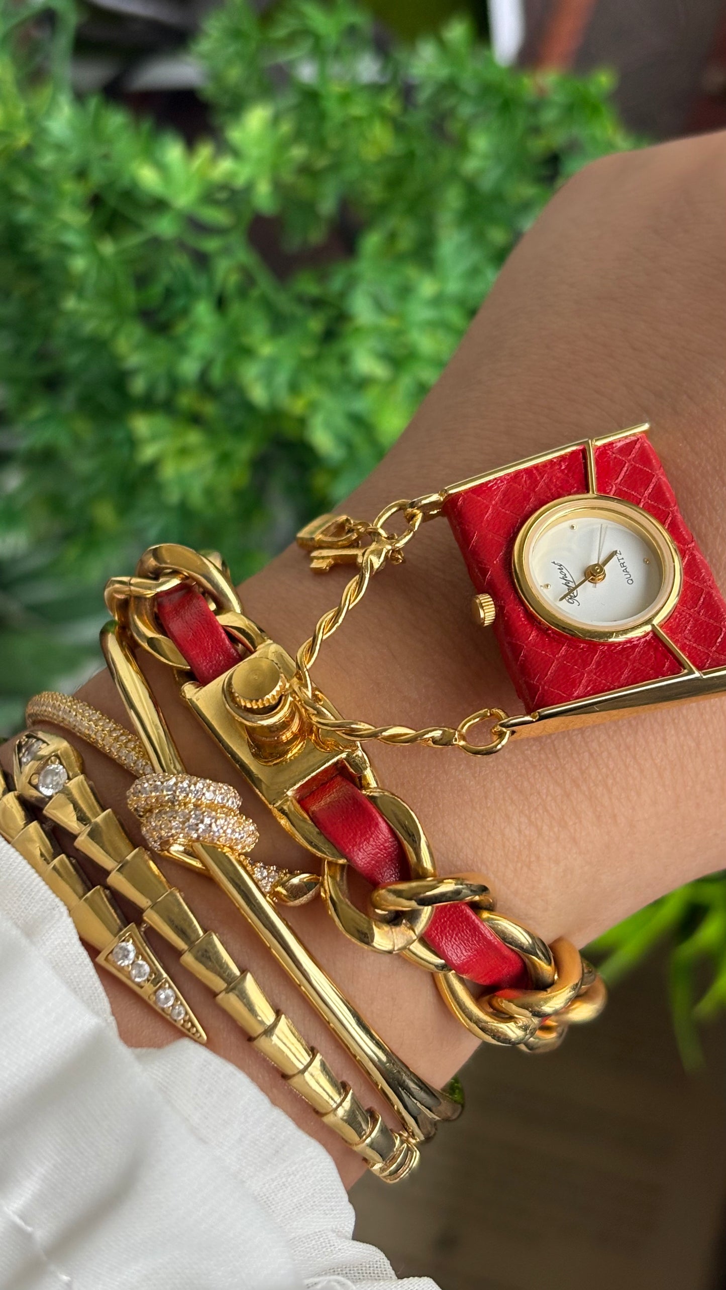 Extremely Rare Beautiful Vintage Bag Charm Watch in Gold Tone Hermes Style