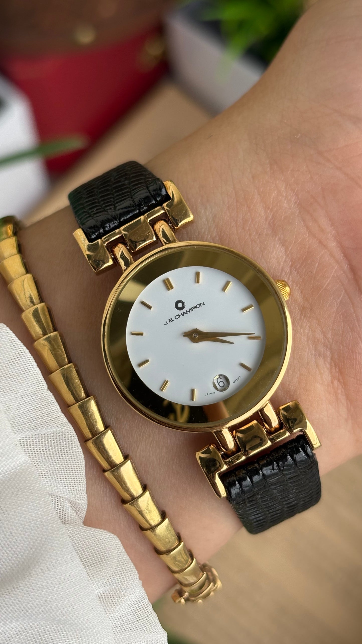 Vintage J.B. Champion with Window Date Watch in Leather Strap (175$ on tag)