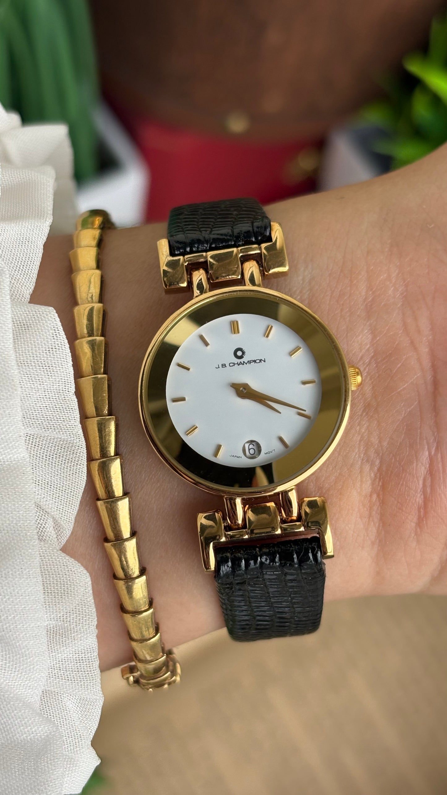 Vintage J.B. Champion with Window Date Watch in Leather Strap (175$ on tag)