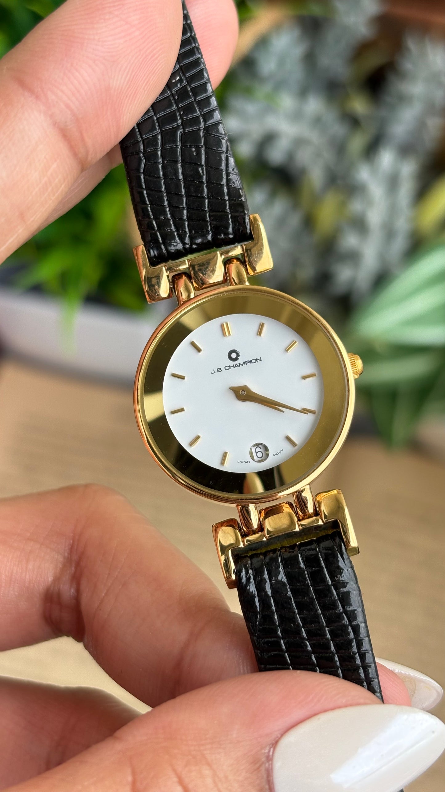 Vintage J.B. Champion with Window Date Watch in Leather Strap (175$ on tag)