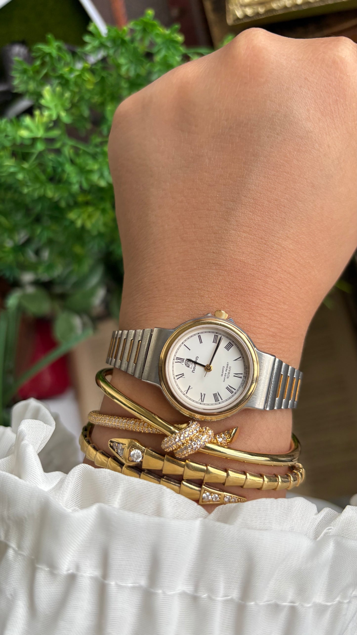 Vintage Nautilus Watch in Two-Tone Roman Dial