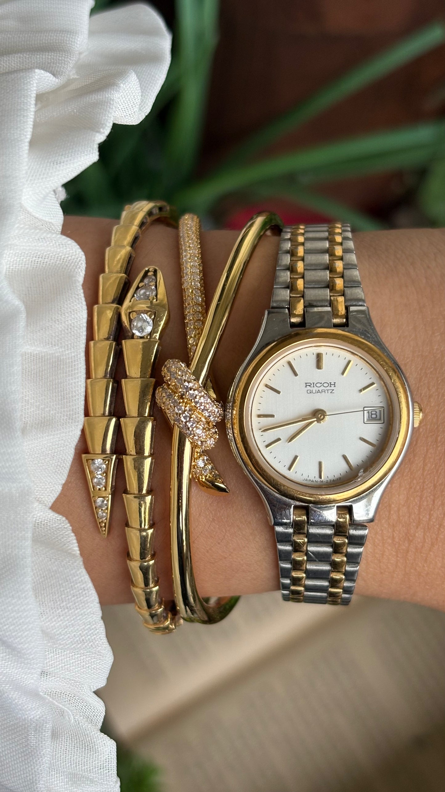Vintage Ricoh Elemex Corp Watch in Two-Tone with Date Window