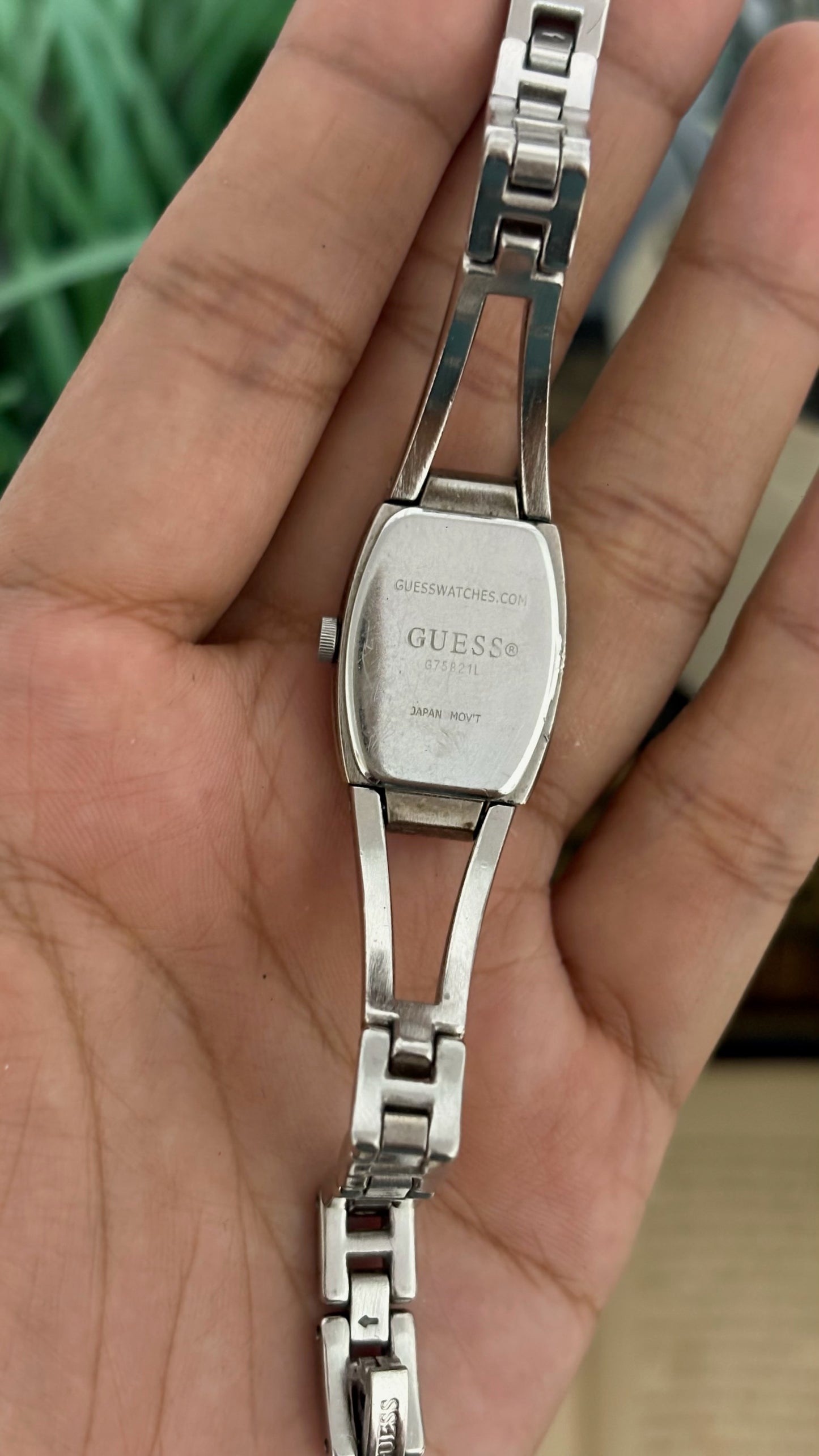 Vintage Guess Pink Dial Barrel Watch in Silver Tone Quartz
