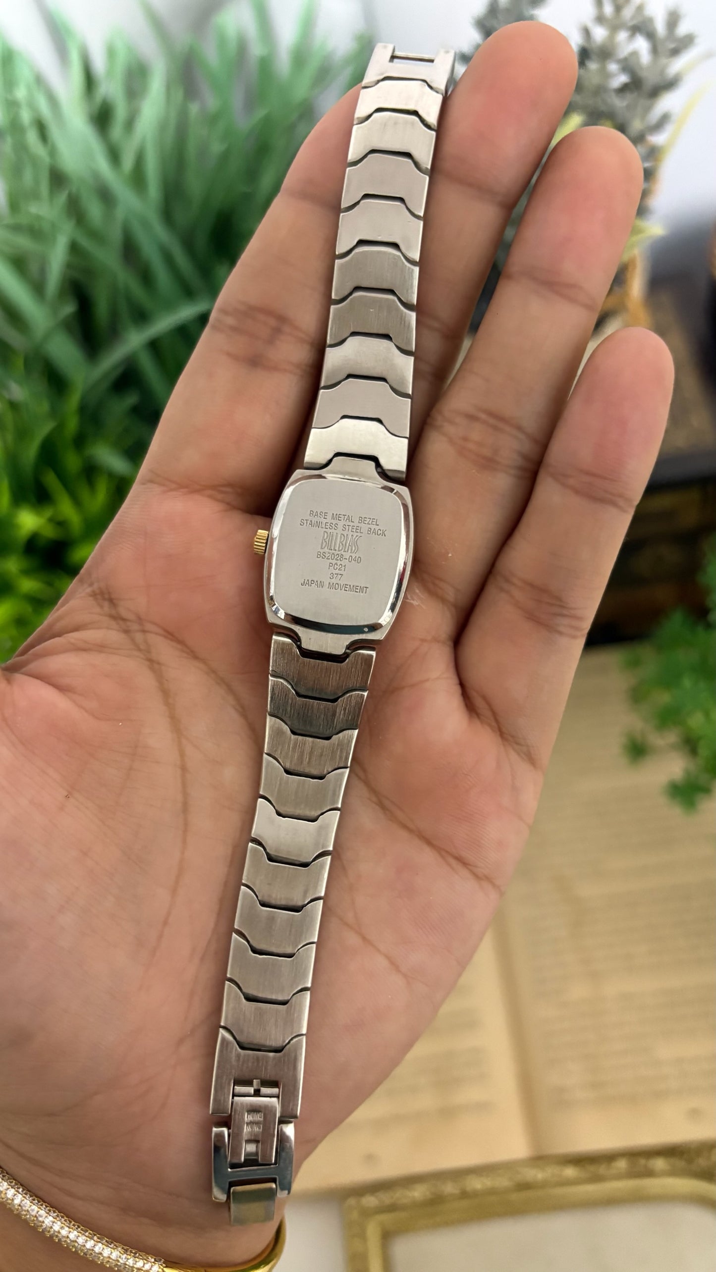 Vintage Bill Blass Mini Tank Watch in Two-Tone Quartz