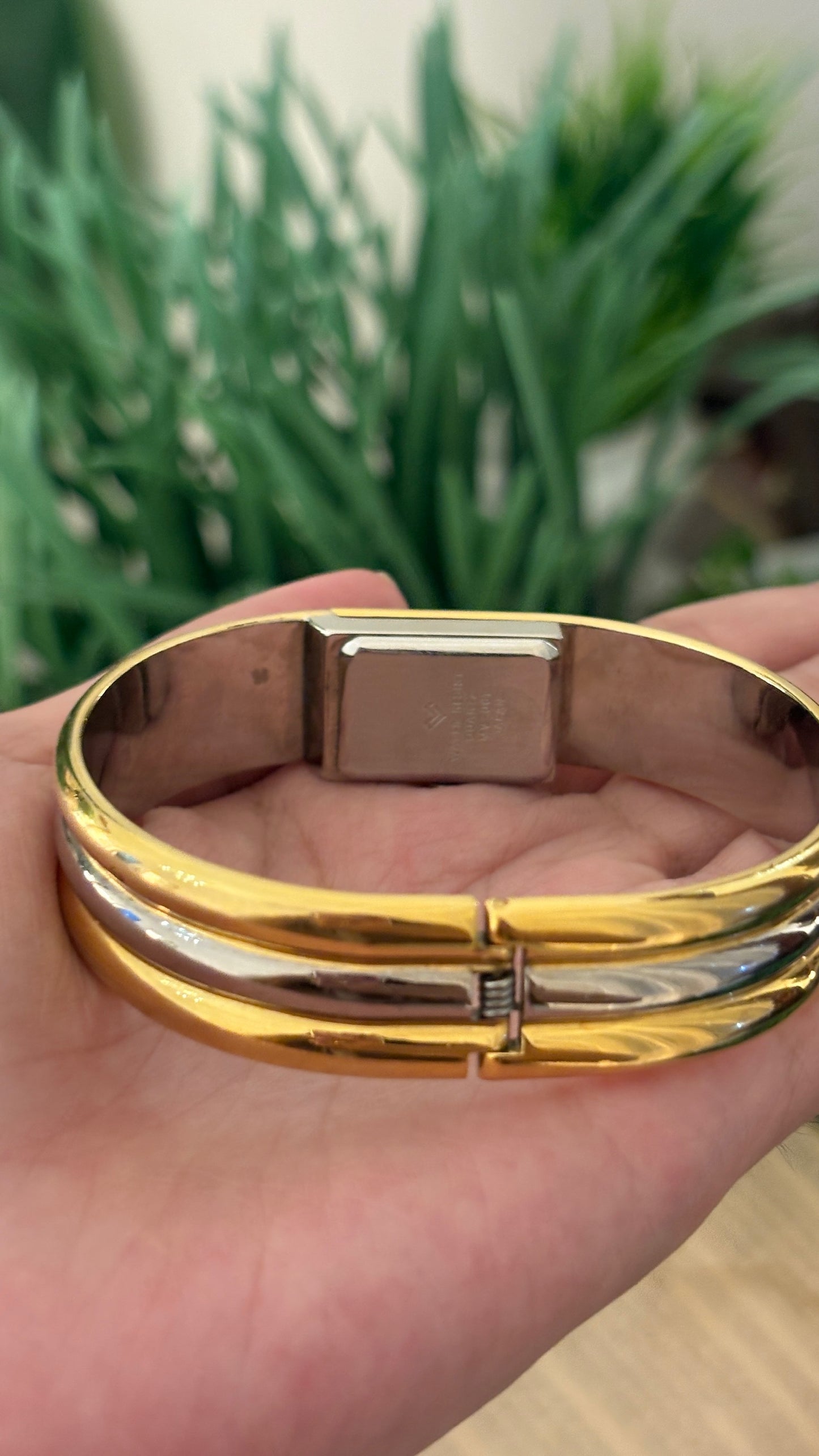 Rare Boxed Mario Valentino Peekaboo Bangle Watch in Two-Tone Quartz