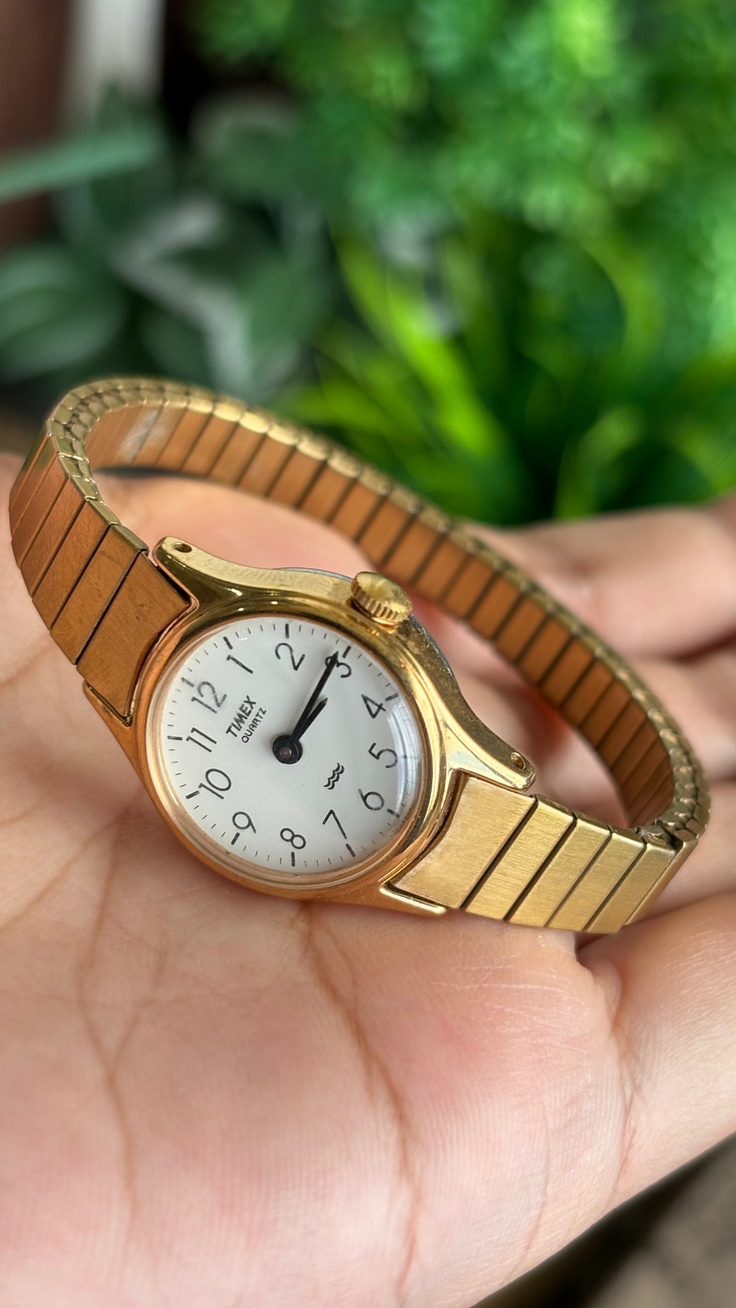 Vintage Timex Watch in Gold Tone Stretch Band