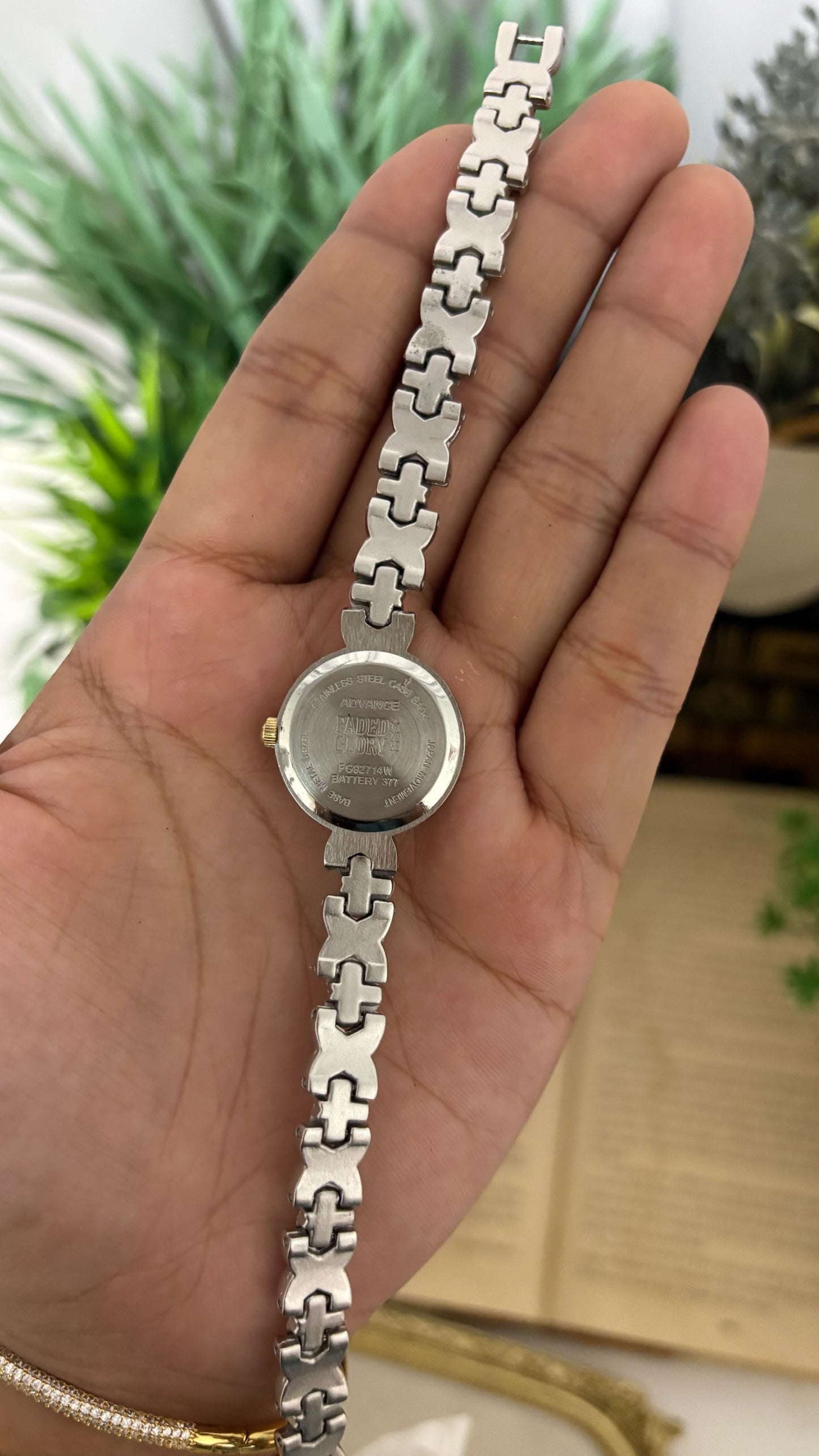 Vintage Geneva X-Link Hugs & Kisses Bracelet Watch in Two-Tone Silver and Gold Champagne Dial Quartz