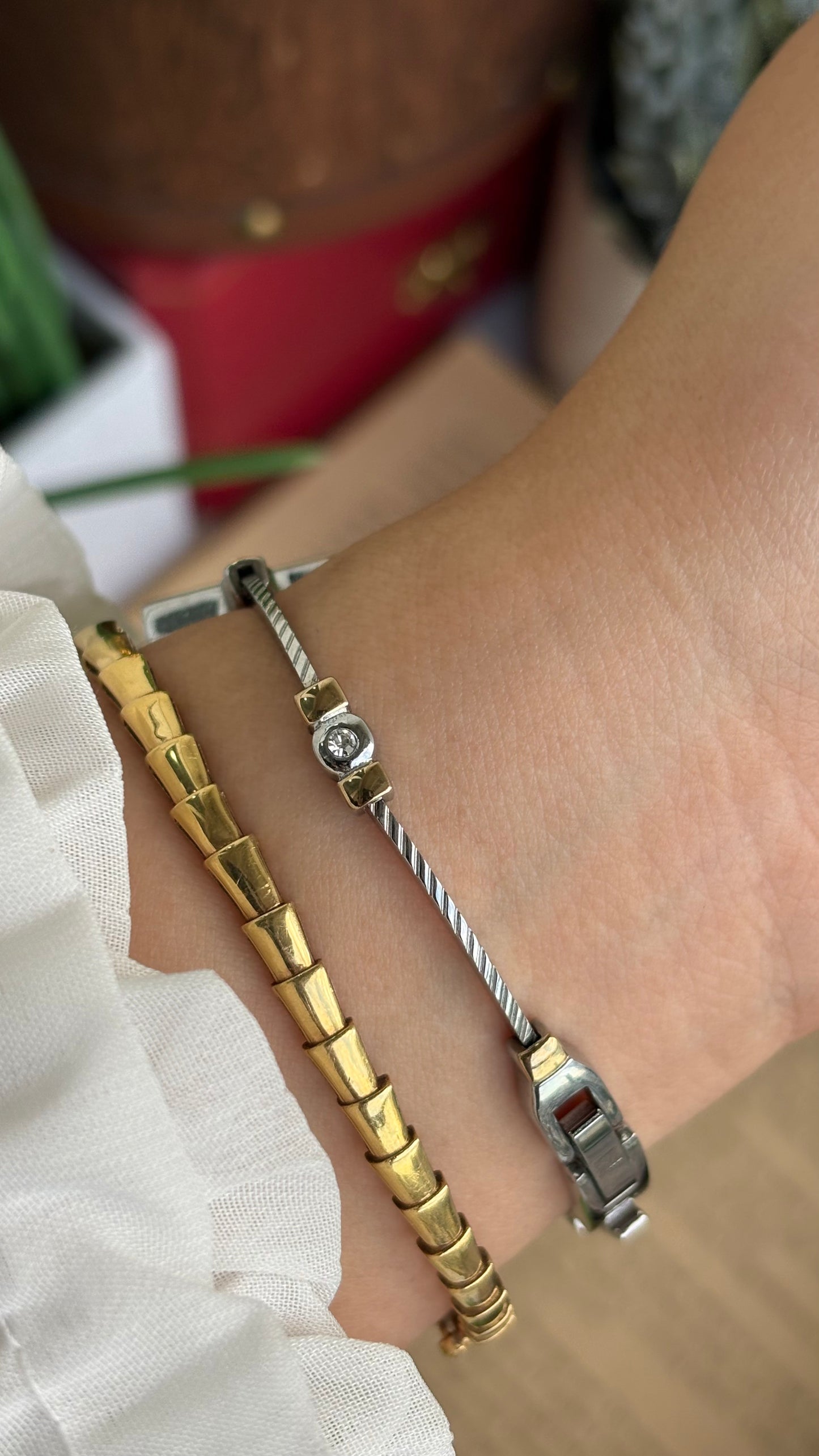 Extremely Rare Vintage Anne Klein Bejeweled Watch Pearl Dial
