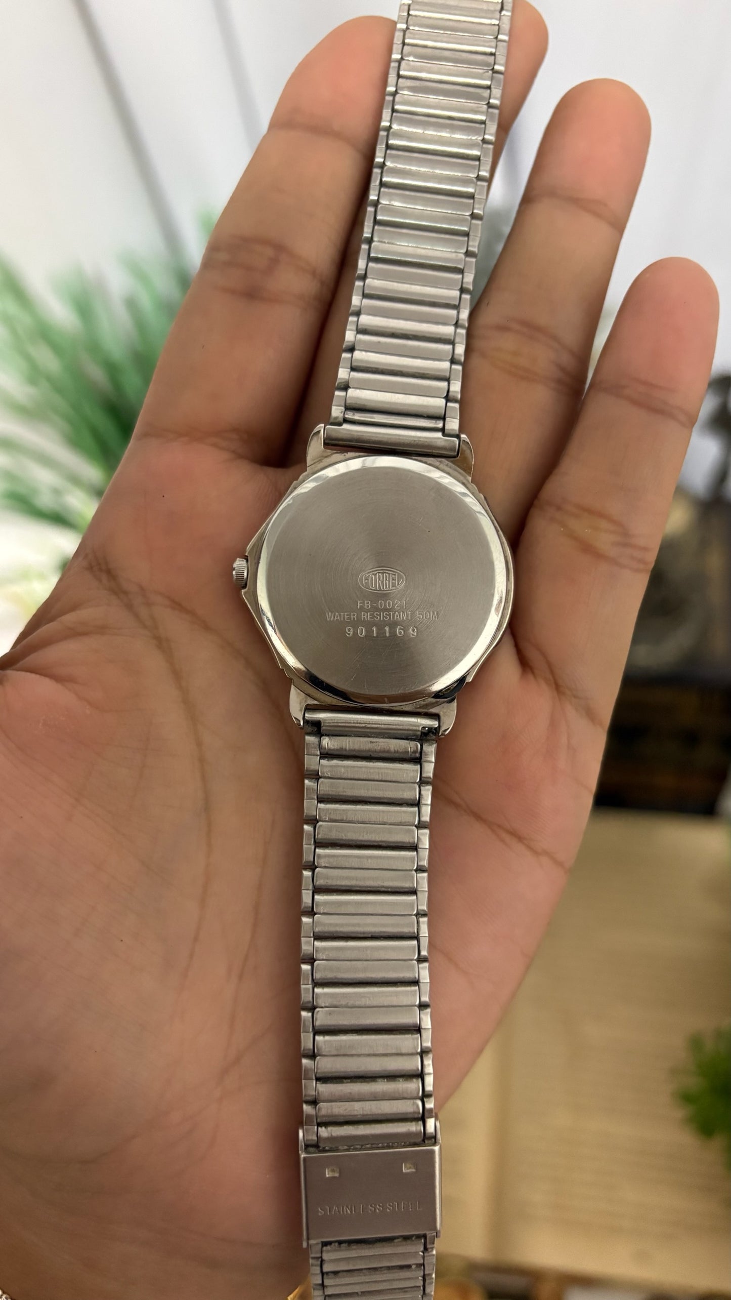 Vintage Forbel Round Classic Dress Watch with Multi-Row Textured Link Bracelet in Gold Tone White Dial Quartz