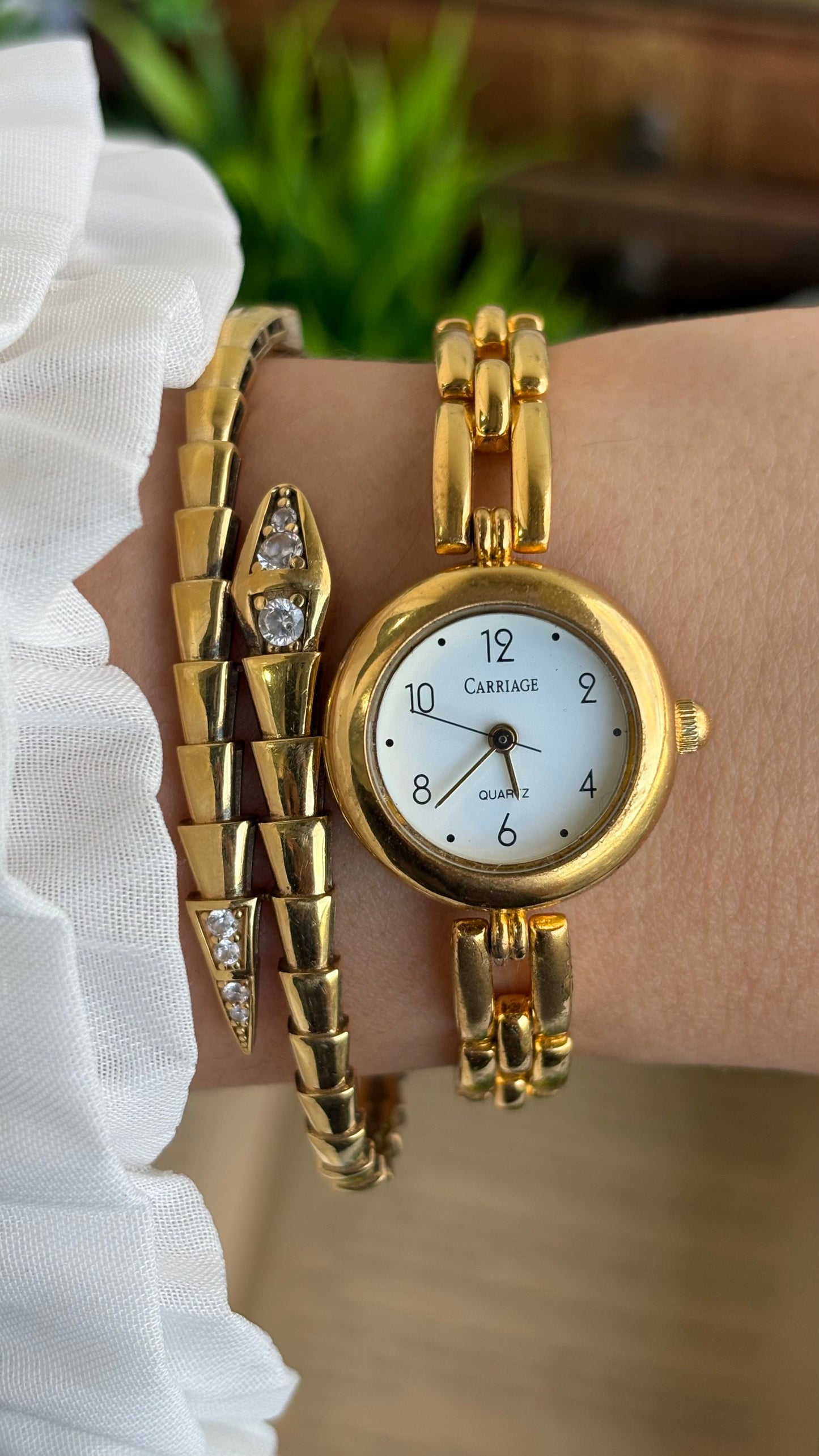 Vintage Carriage by Timex Watch in Gold Tone