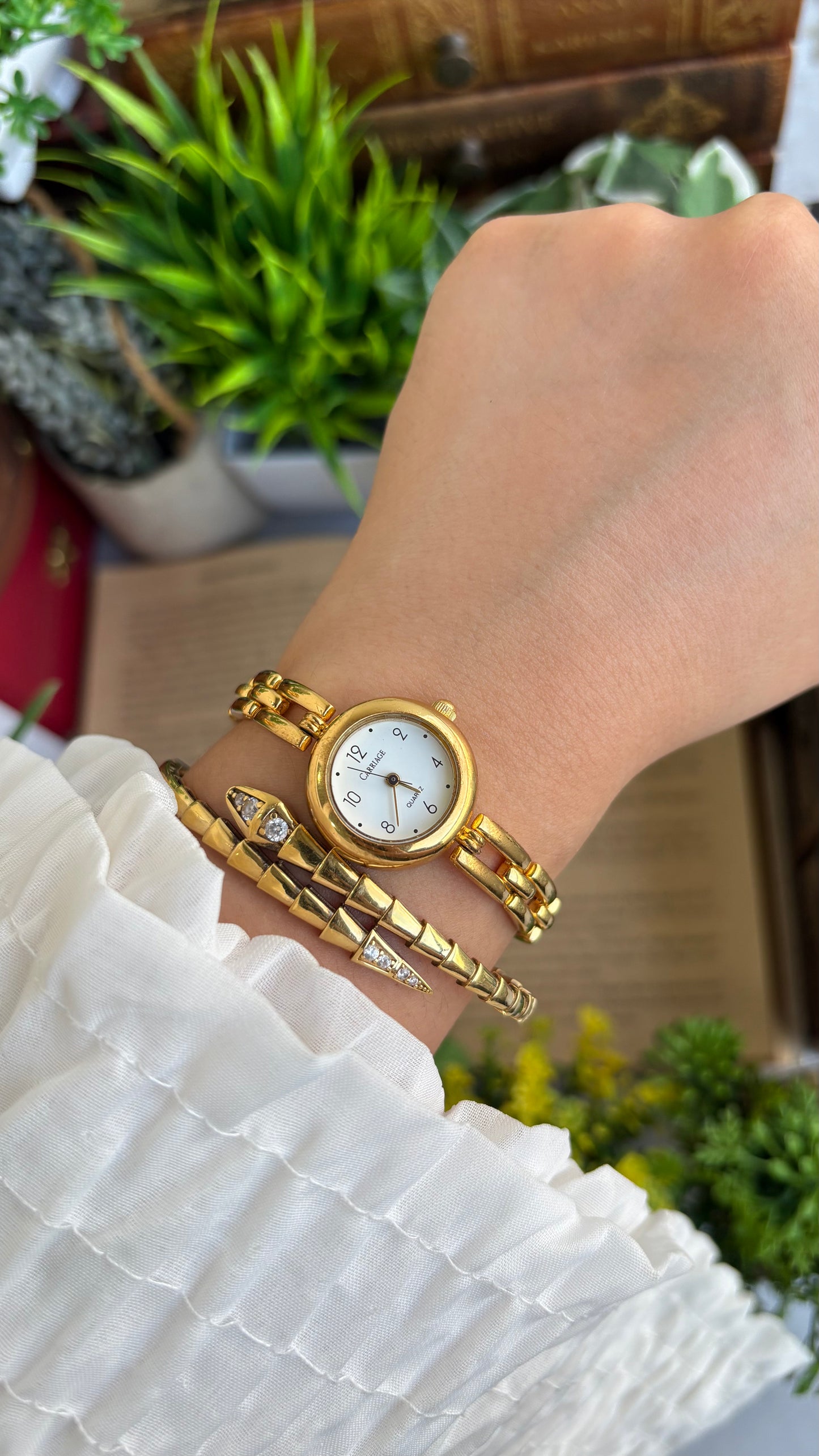 Vintage Carriage by Timex Watch in Gold Tone