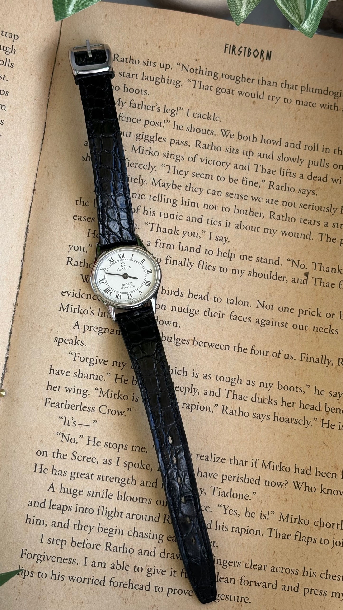 Vintage Omega De Ville Swiss Watch in Black Leather Straps Roman Dial