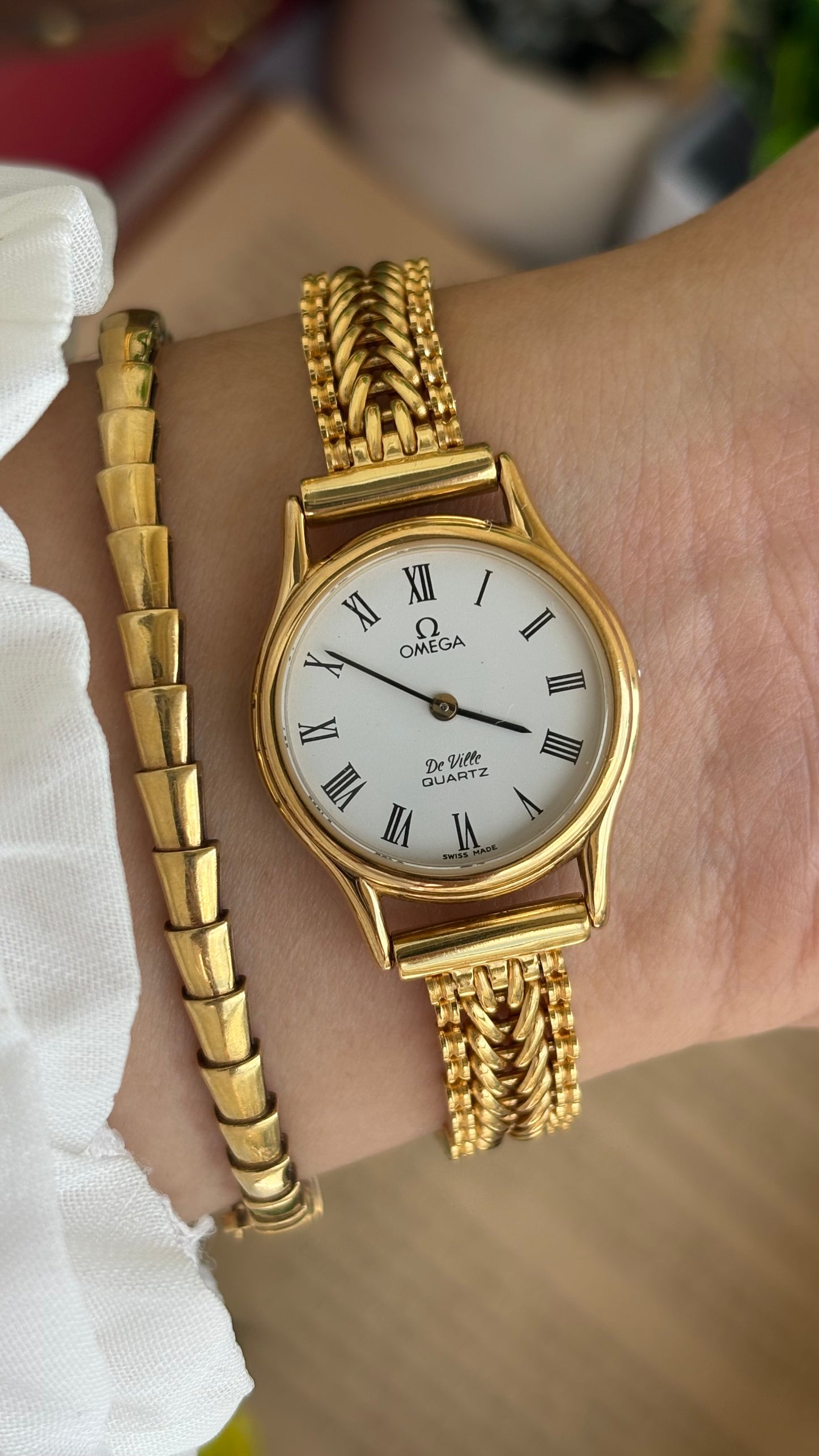 Vintage Omega De Ville Swiss Watch in Gold Tone Roman Dial