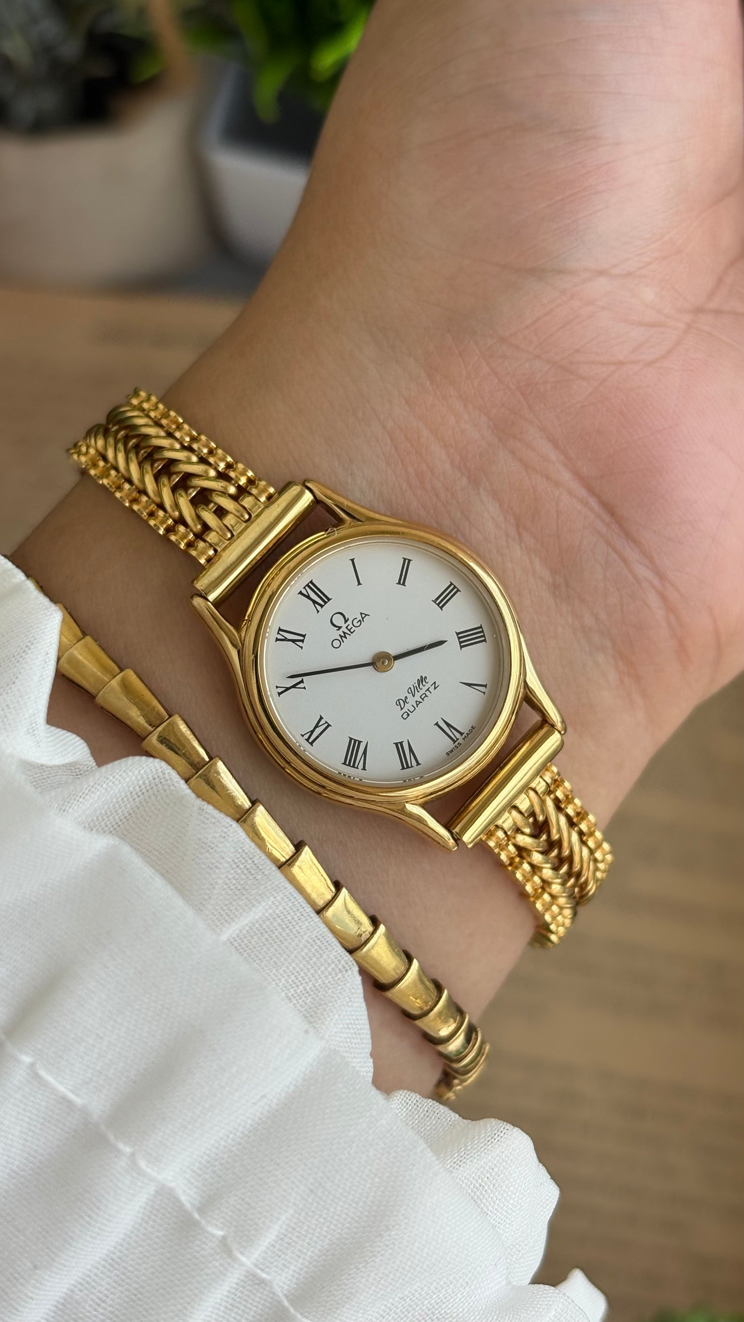 Vintage Omega De Ville Swiss Watch in Gold Tone Roman Dial