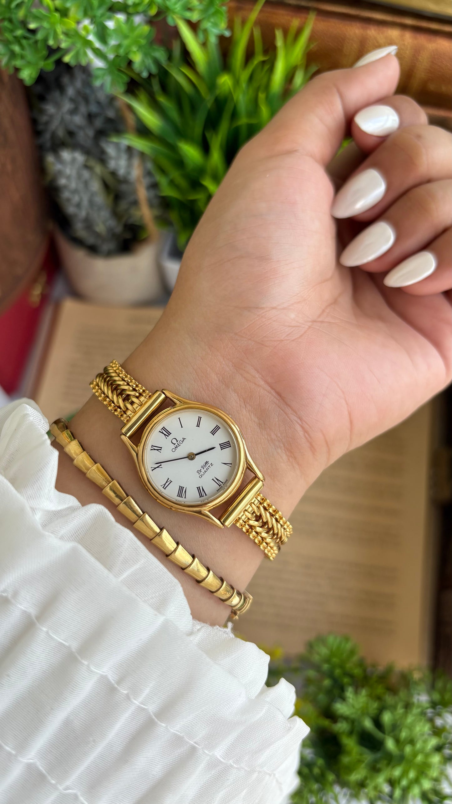 Vintage Omega De Ville Swiss Watch in Gold Tone Roman Dial