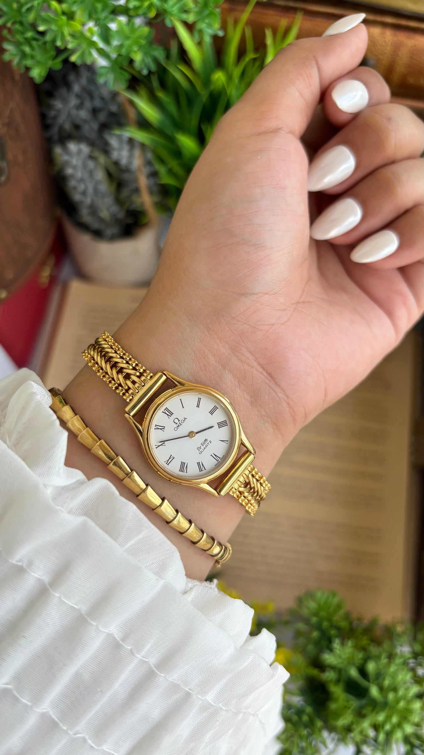 Vintage Omega De Ville Swiss Watch in Gold Tone Roman Dial