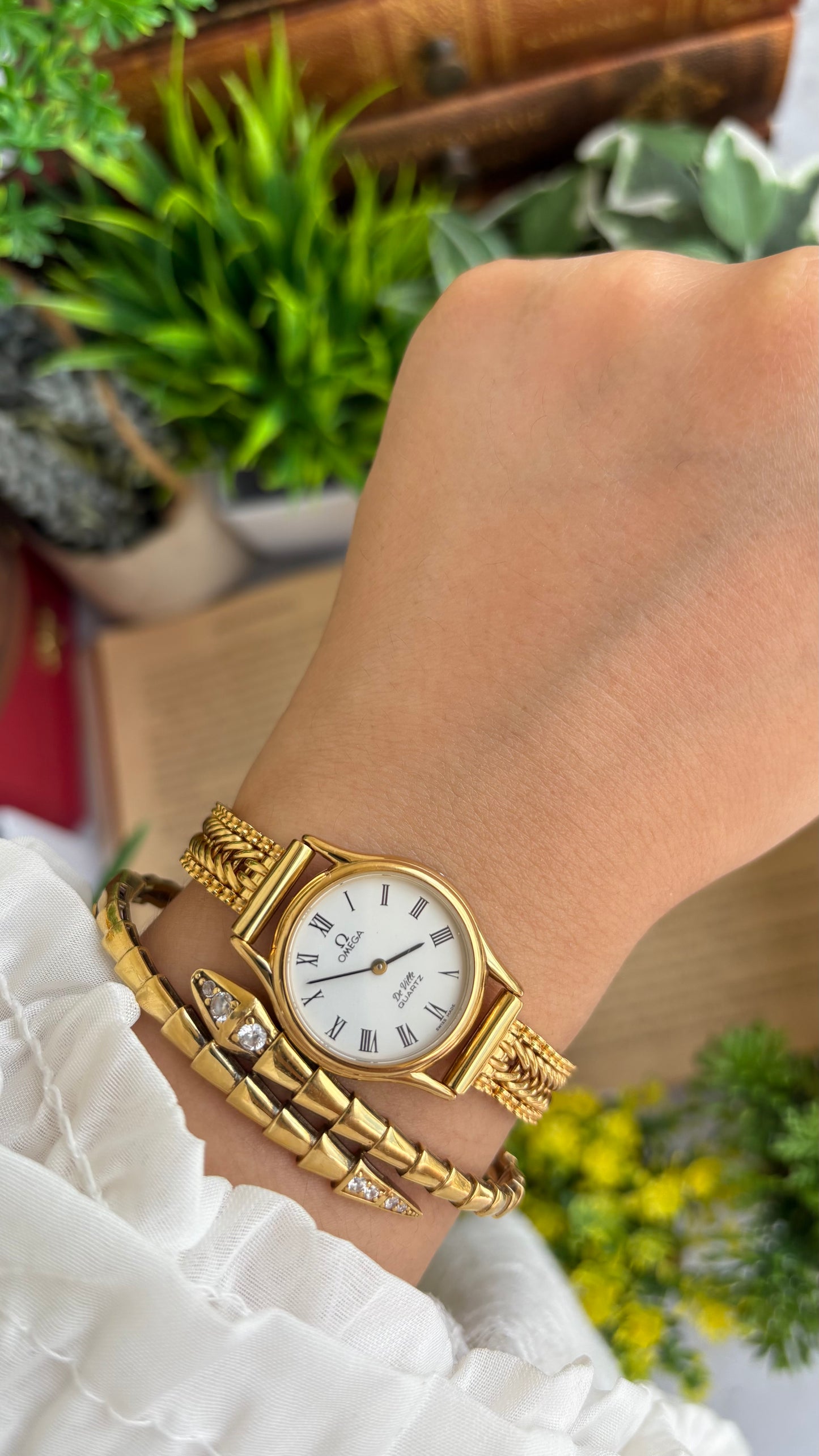Vintage Omega De Ville Swiss Watch in Gold Tone Roman Dial