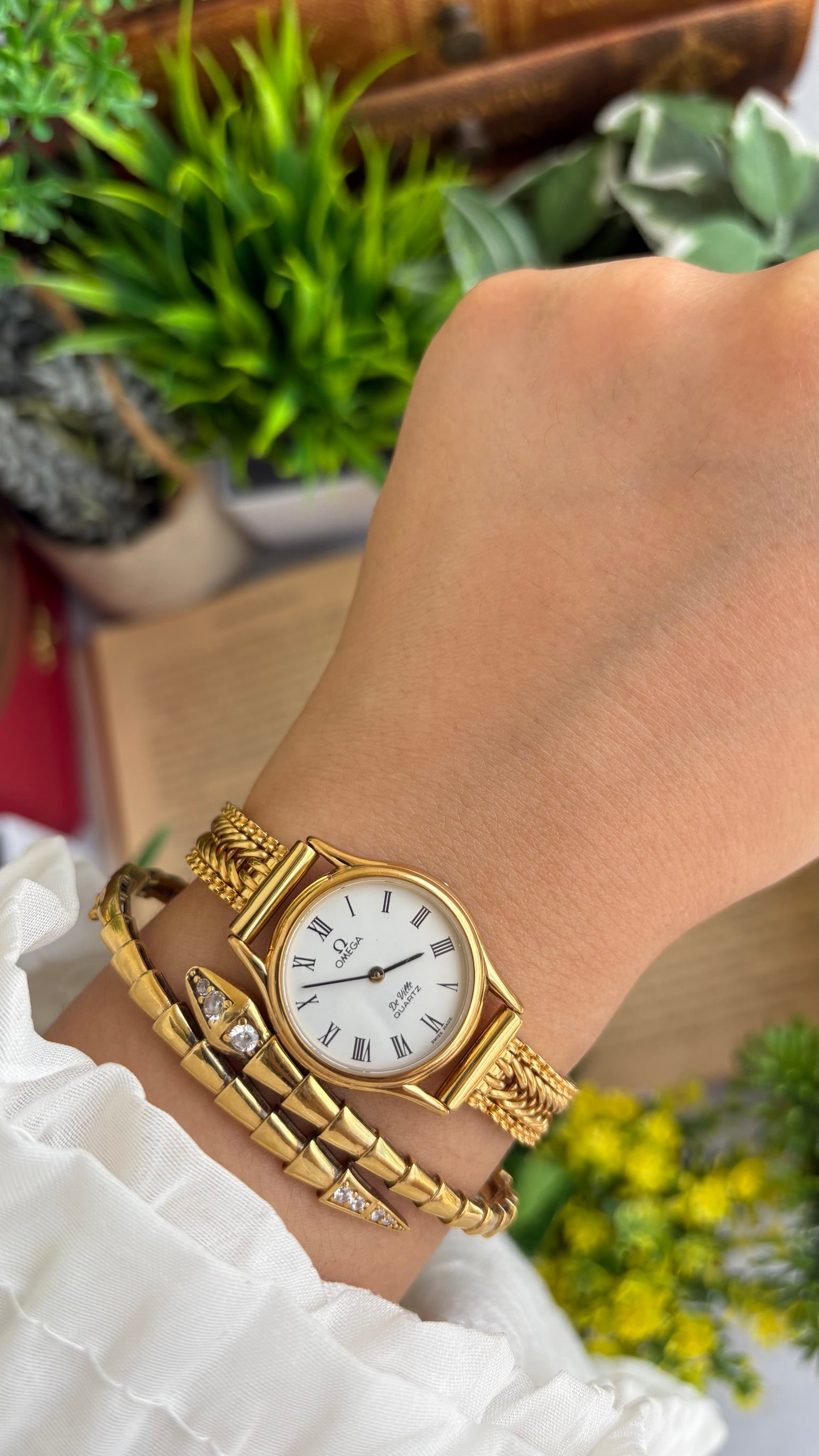 Vintage Omega De Ville Swiss Watch in Gold Tone Roman Dial