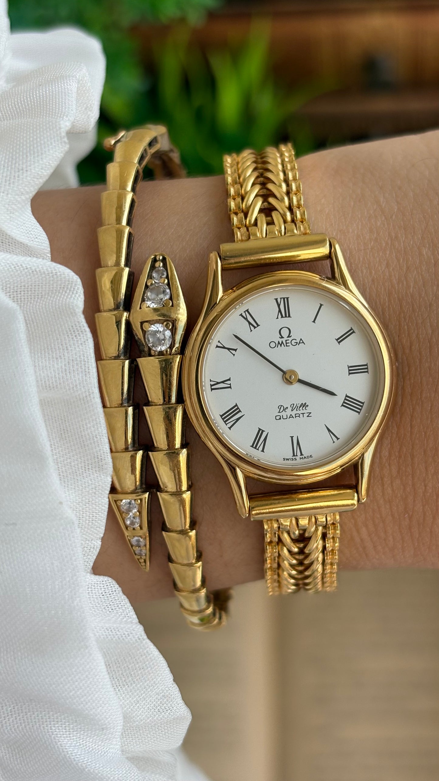 Vintage Omega De Ville Swiss Watch in Gold Tone Roman Dial