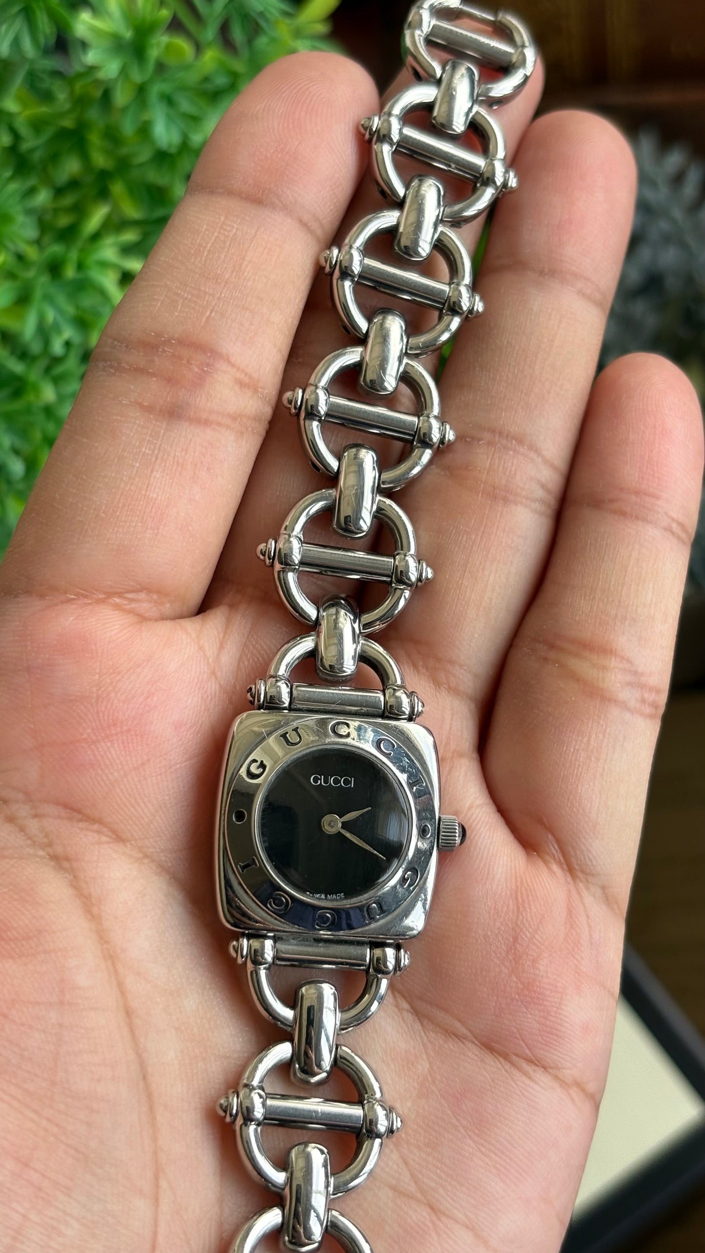 Vintage Gucci 6400L Classic Horsebit Watch in Silver Tone
