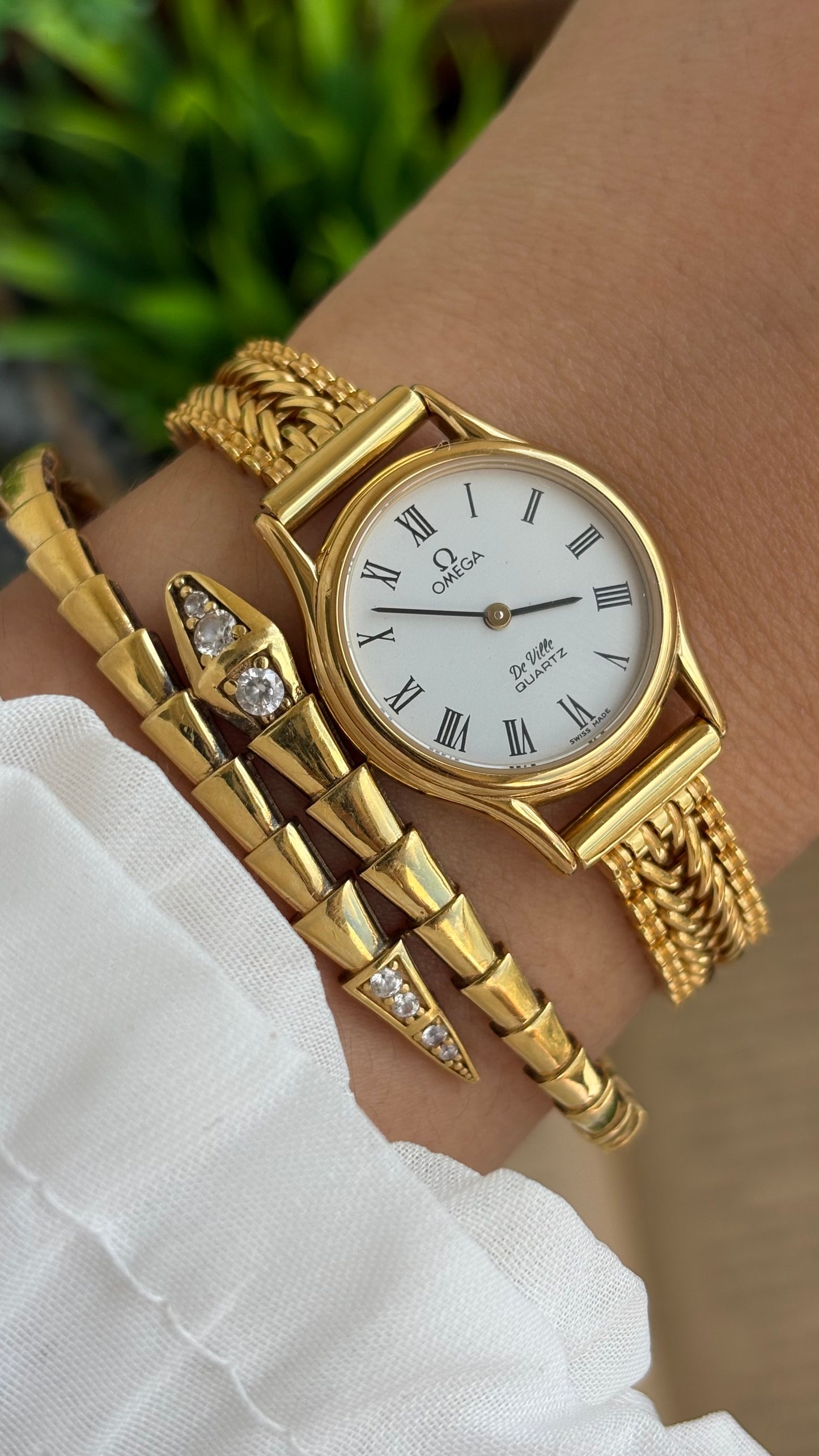 Vintage Omega De Ville Swiss Watch in Gold Tone Roman Dial