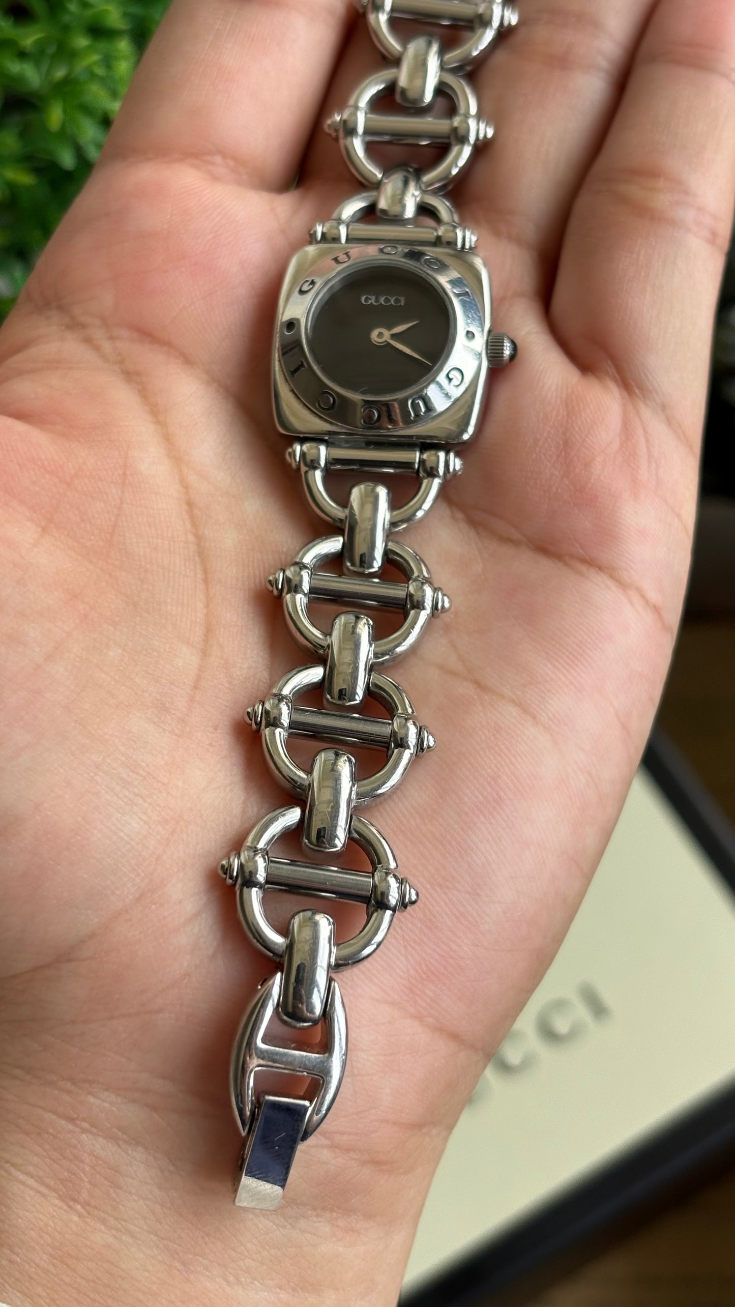 Vintage Gucci 6400L Classic Horsebit Watch in Silver Tone