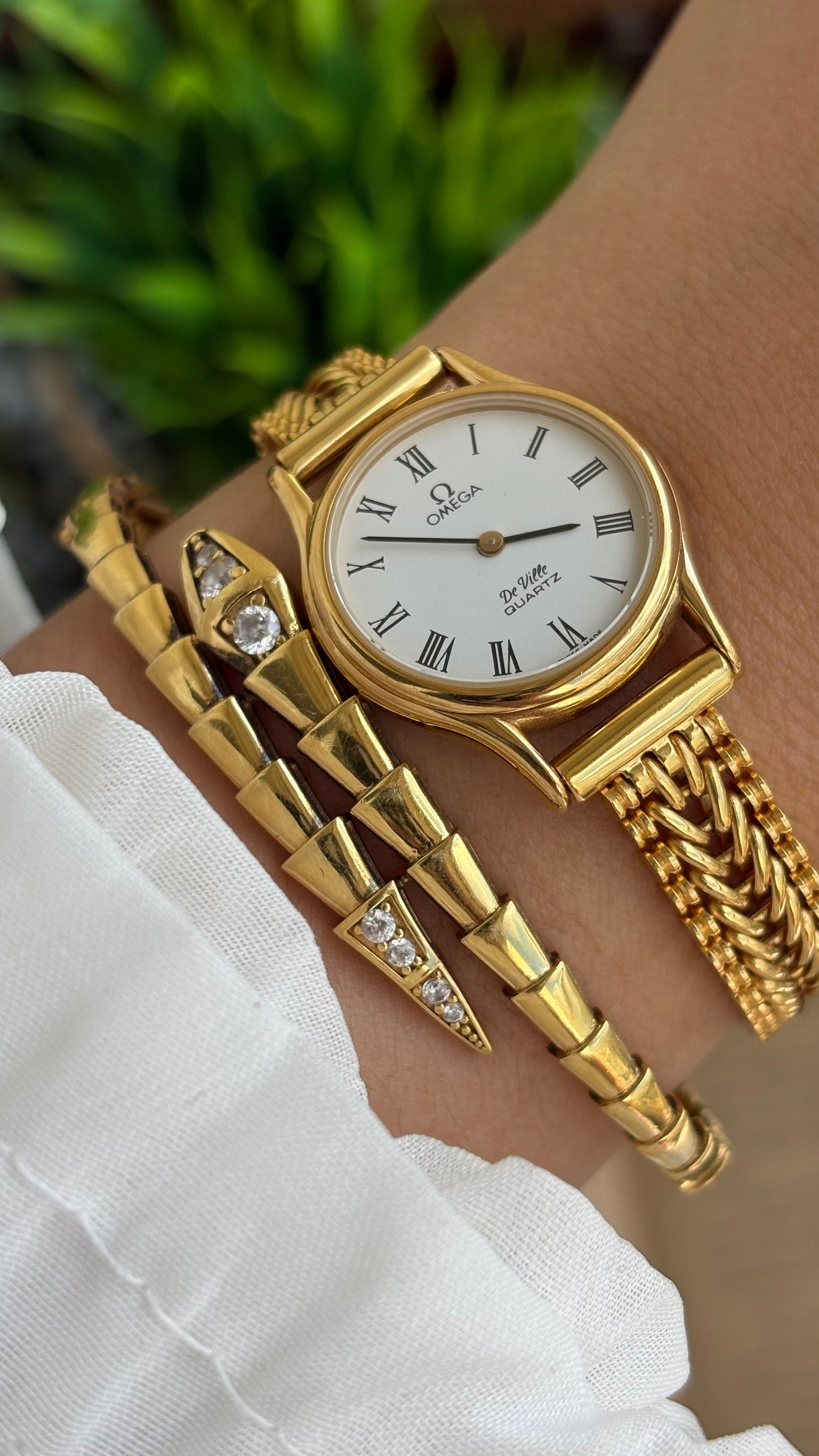 Vintage Omega De Ville Swiss Watch in Gold Tone Roman Dial