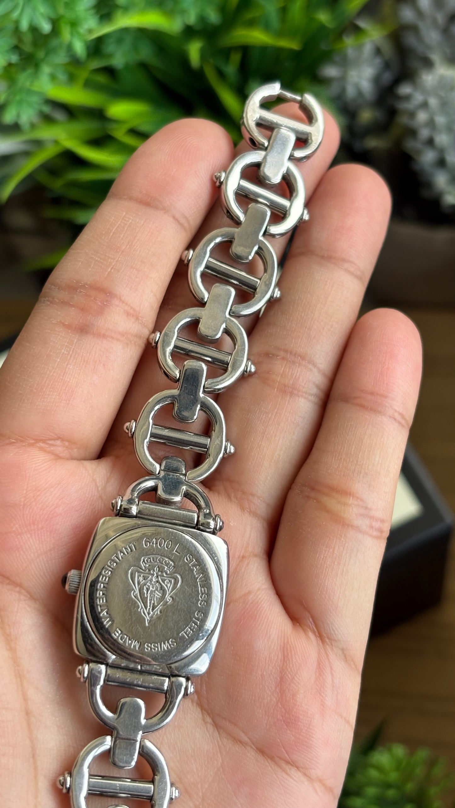 Vintage Gucci 6400L Classic Horsebit Watch in Silver Tone
