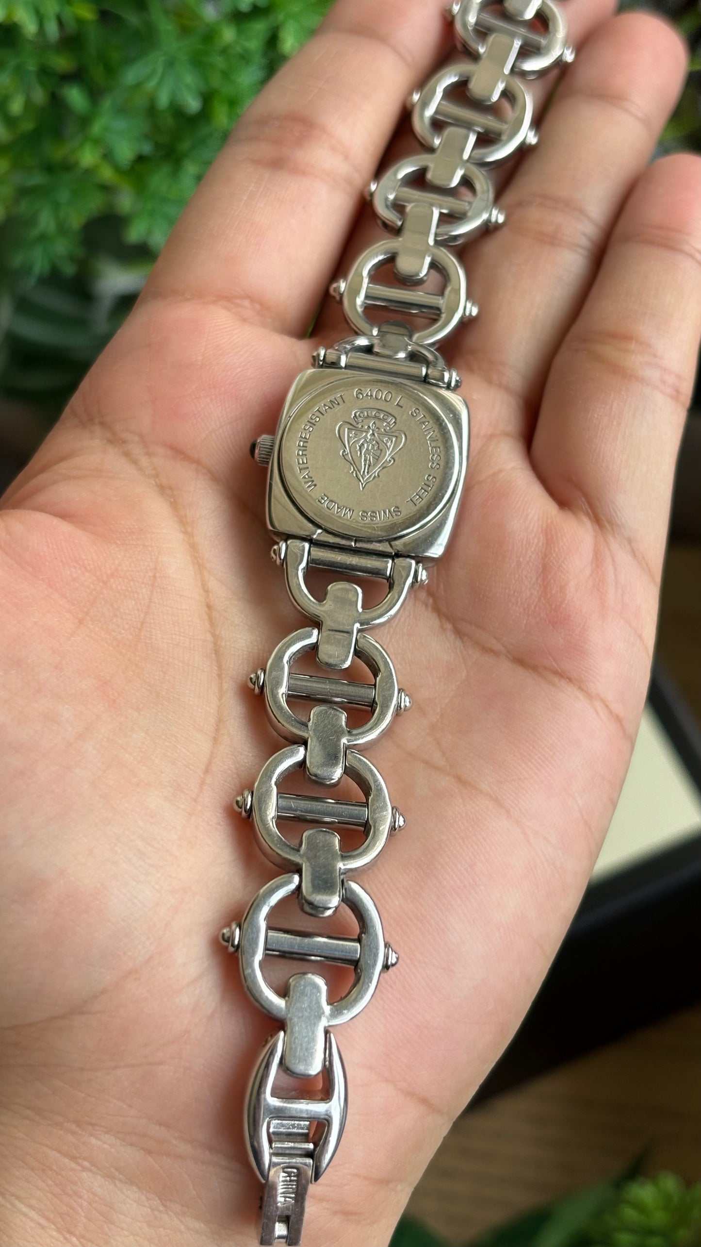 Vintage Gucci 6400L Classic Horsebit Watch in Silver Tone
