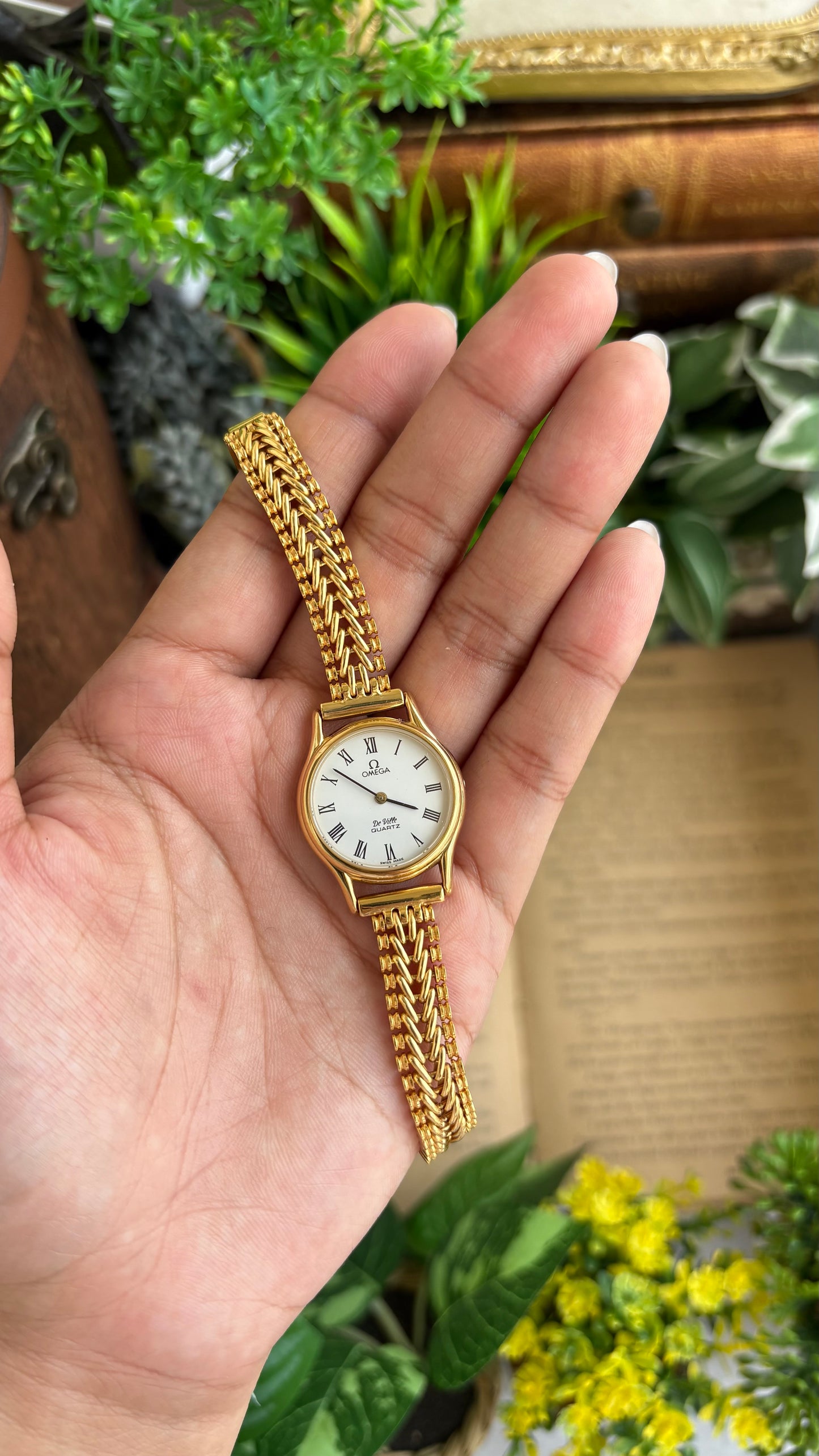 Vintage Omega De Ville Swiss Watch in Gold Tone Roman Dial