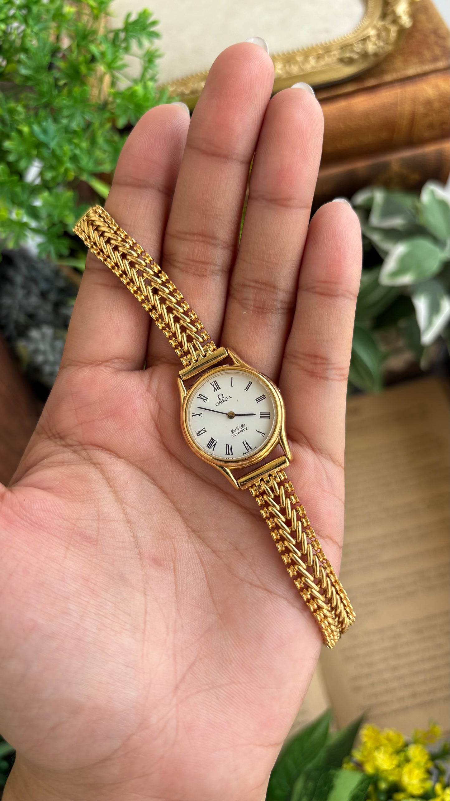 Vintage Omega De Ville Swiss Watch in Gold Tone Roman Dial