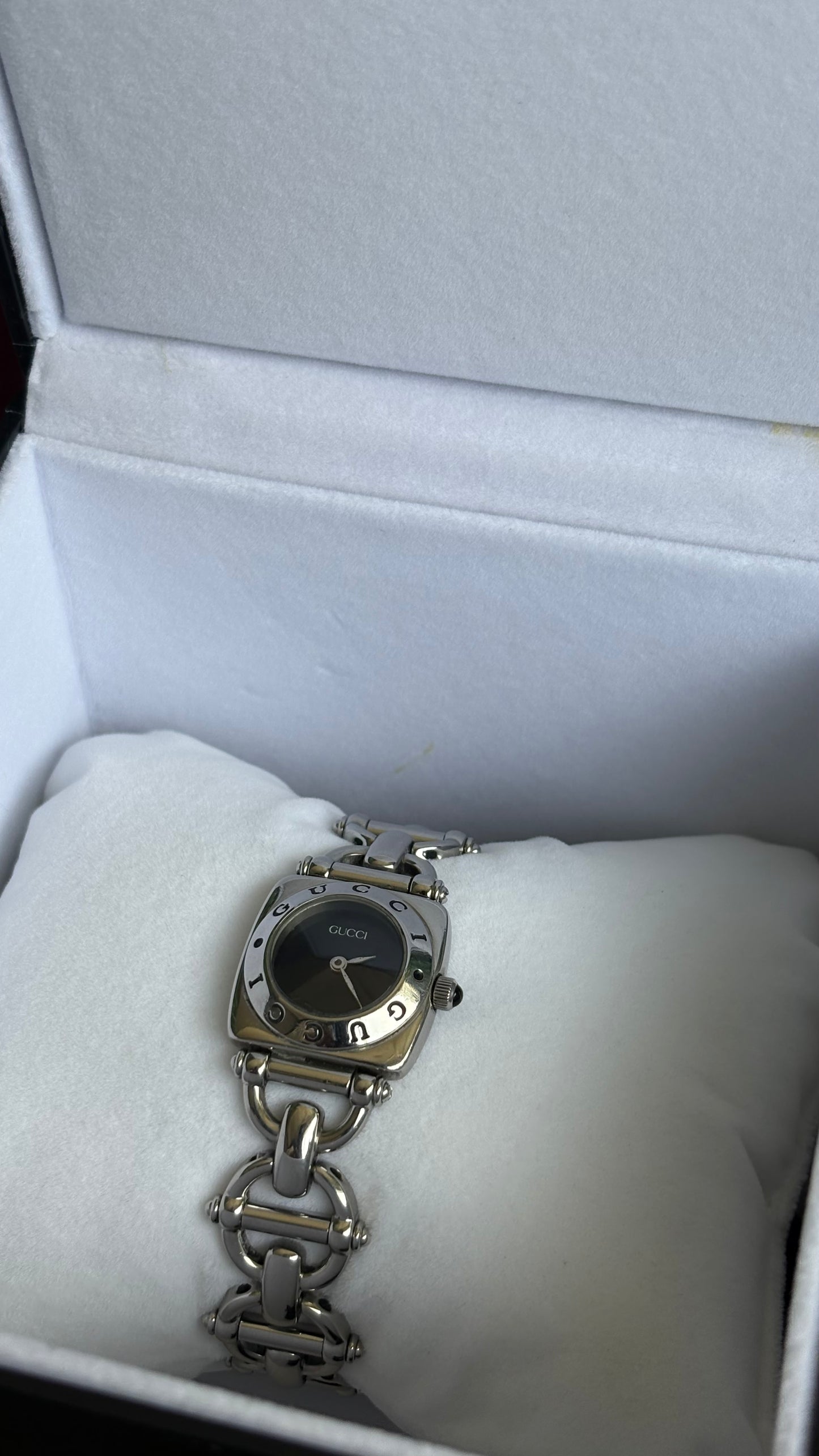 Vintage Gucci 6400L Classic Horsebit Watch in Silver Tone